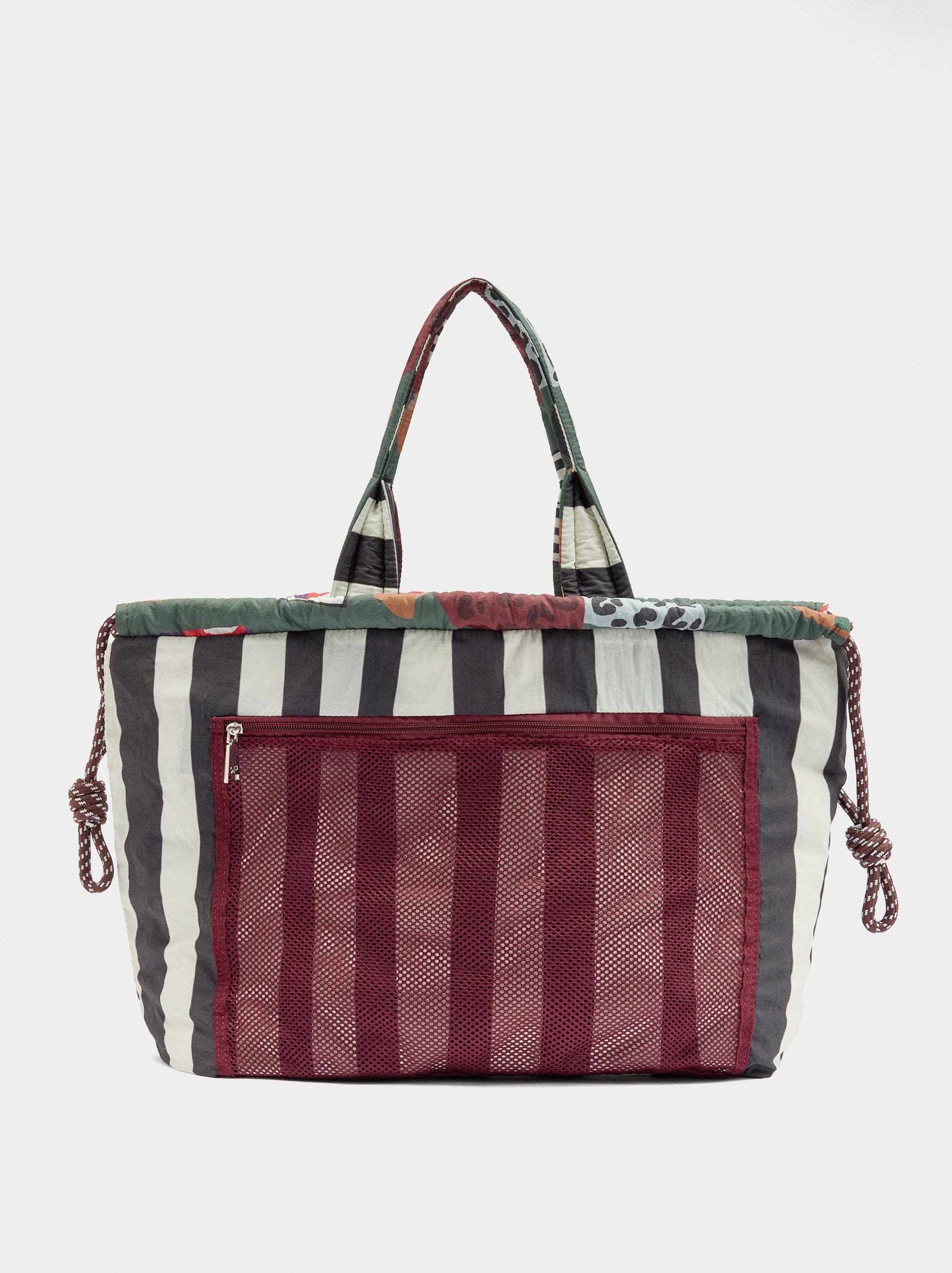 Bolso Shopper Estampado De Nylon Reversible
