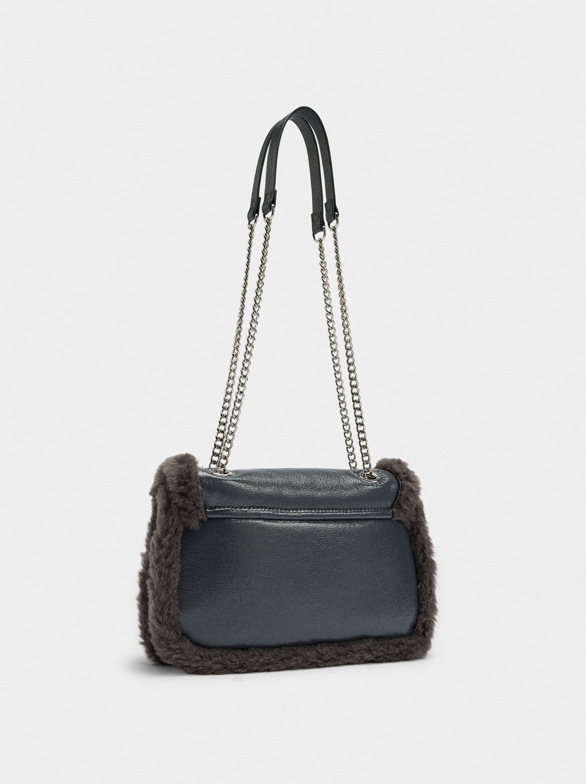 Bolso De Hombro Bordes Efecto Pelo