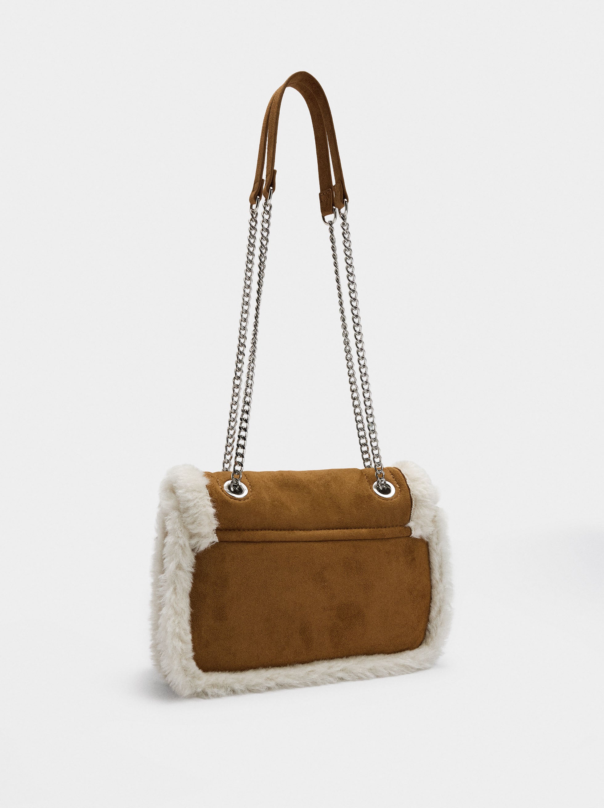 Bolso De Hombro Bordes Efecto Pelo