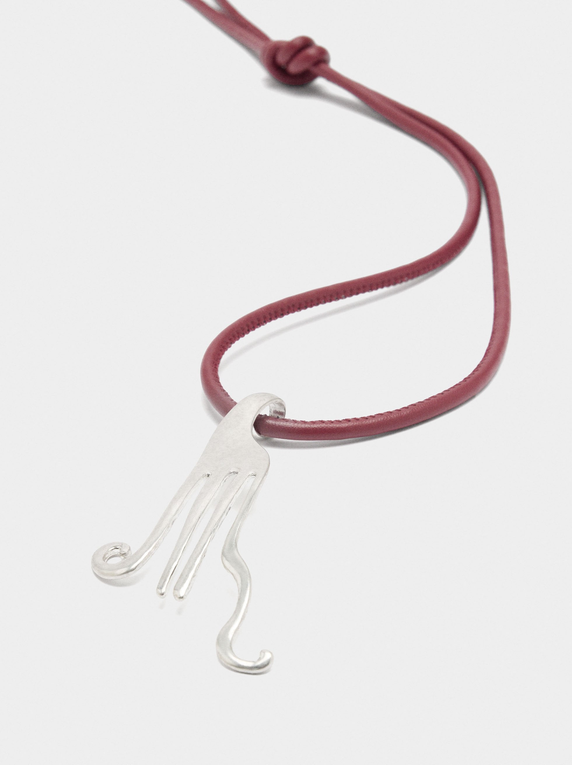 Collar De Cordón Con Colgante Tenedor