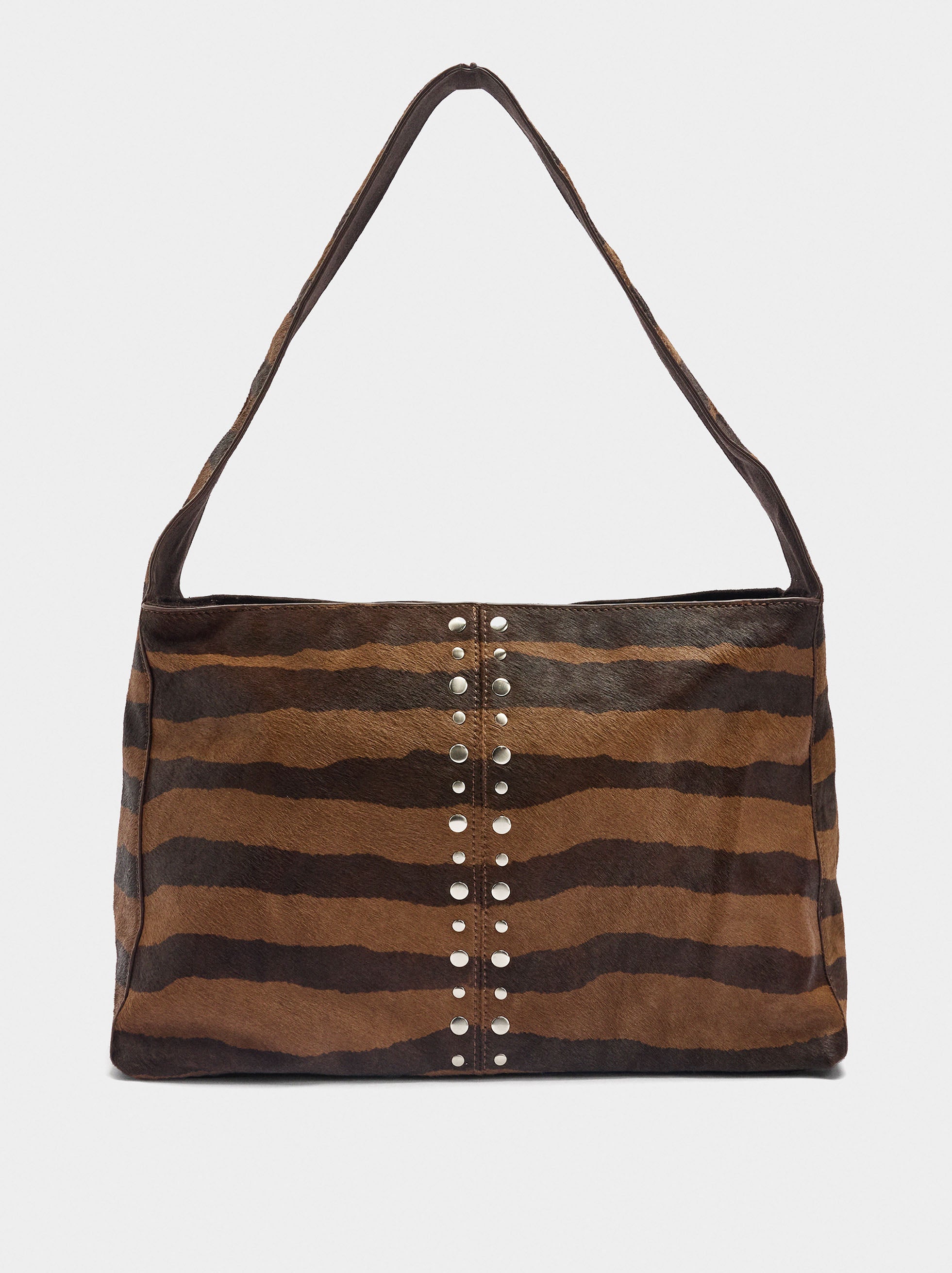 Bolso De Mano De Piel Con Tachuelas