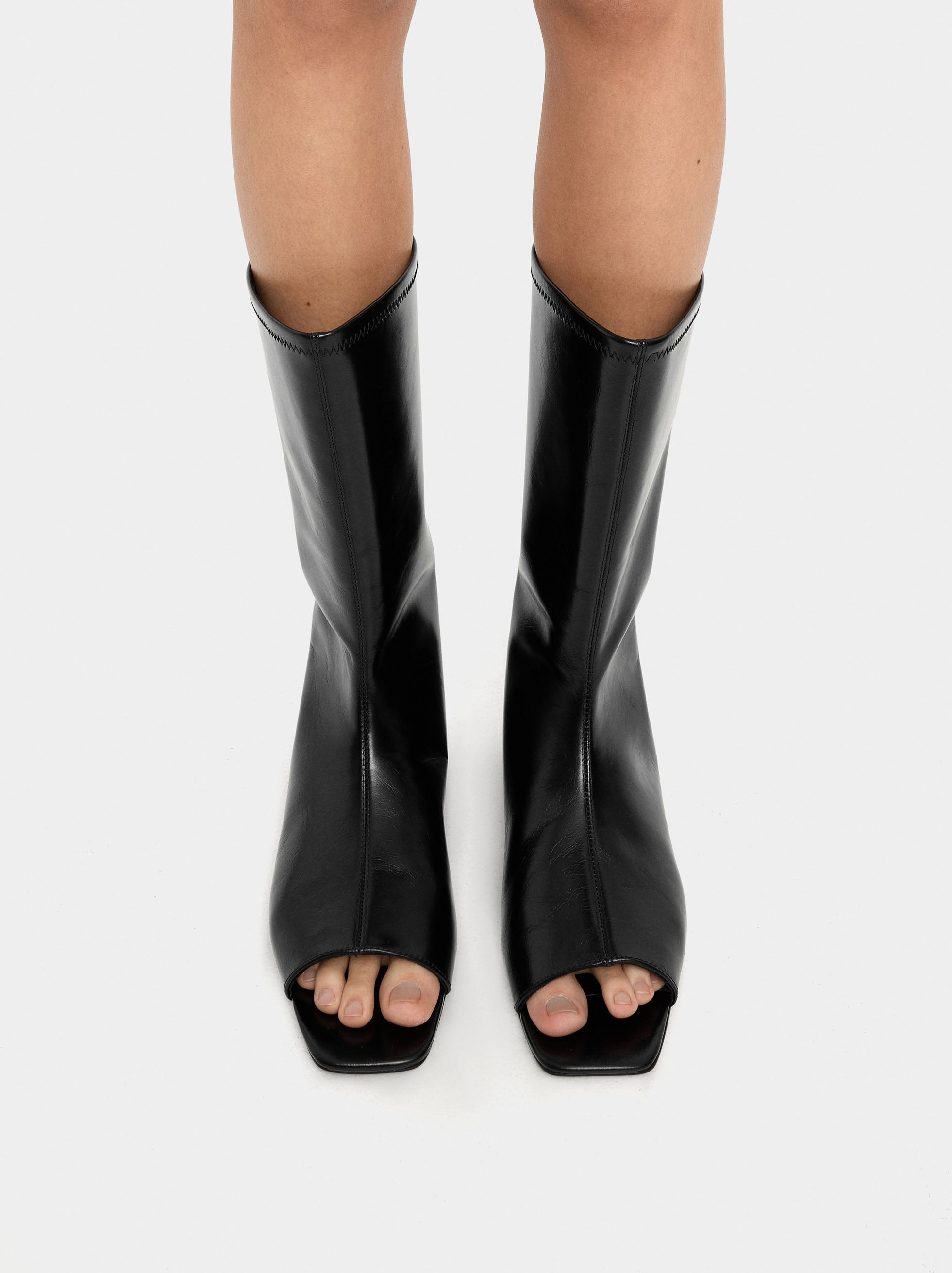 Botines De Piel Con Punta Abierta