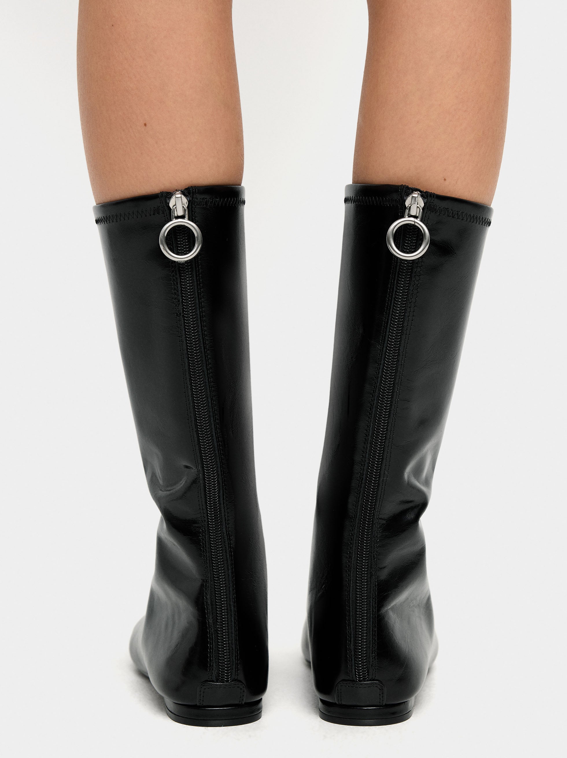 Botines De Piel Con Punta Abierta