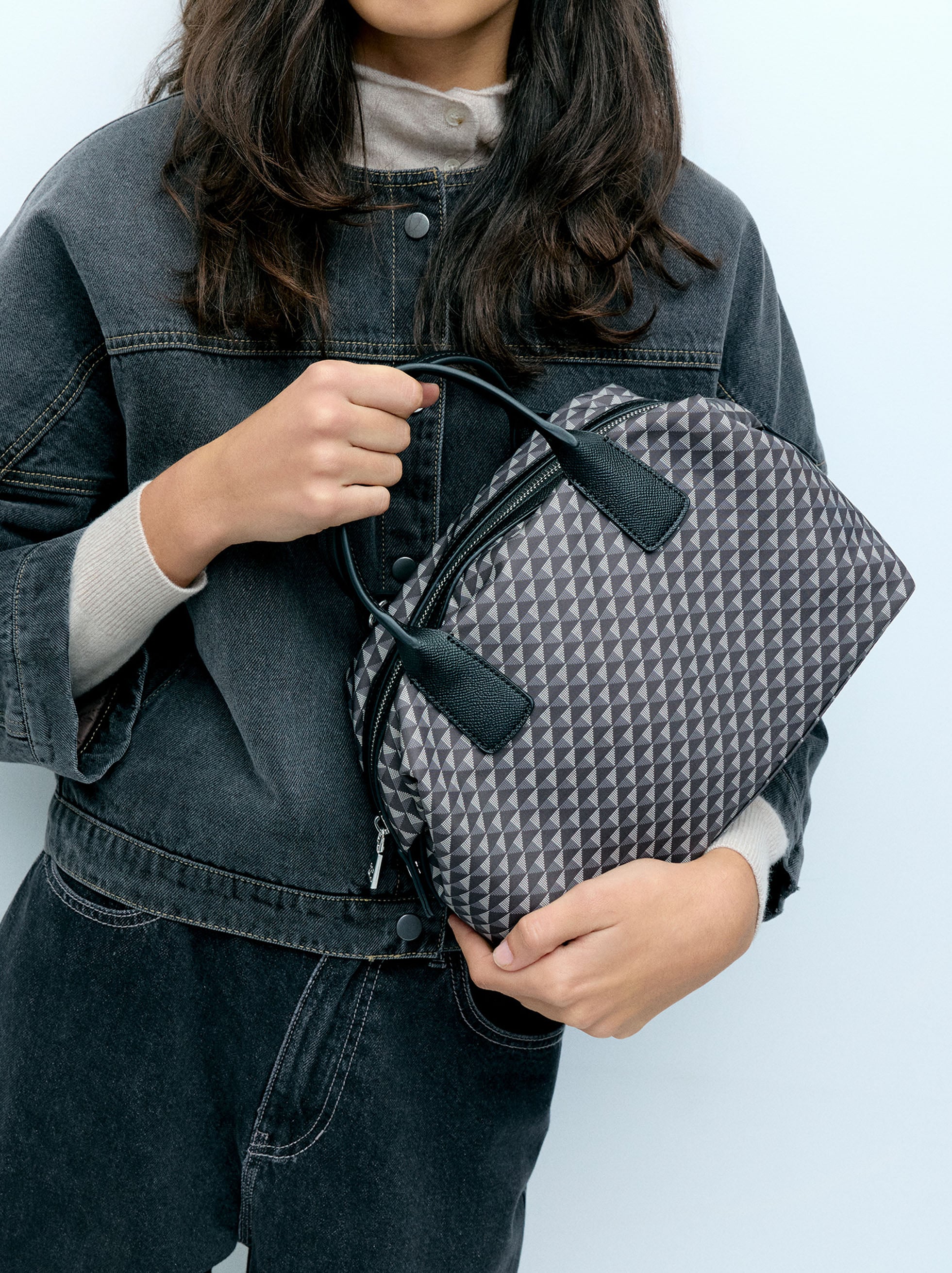 Bolso Tote Estampado De Nylon