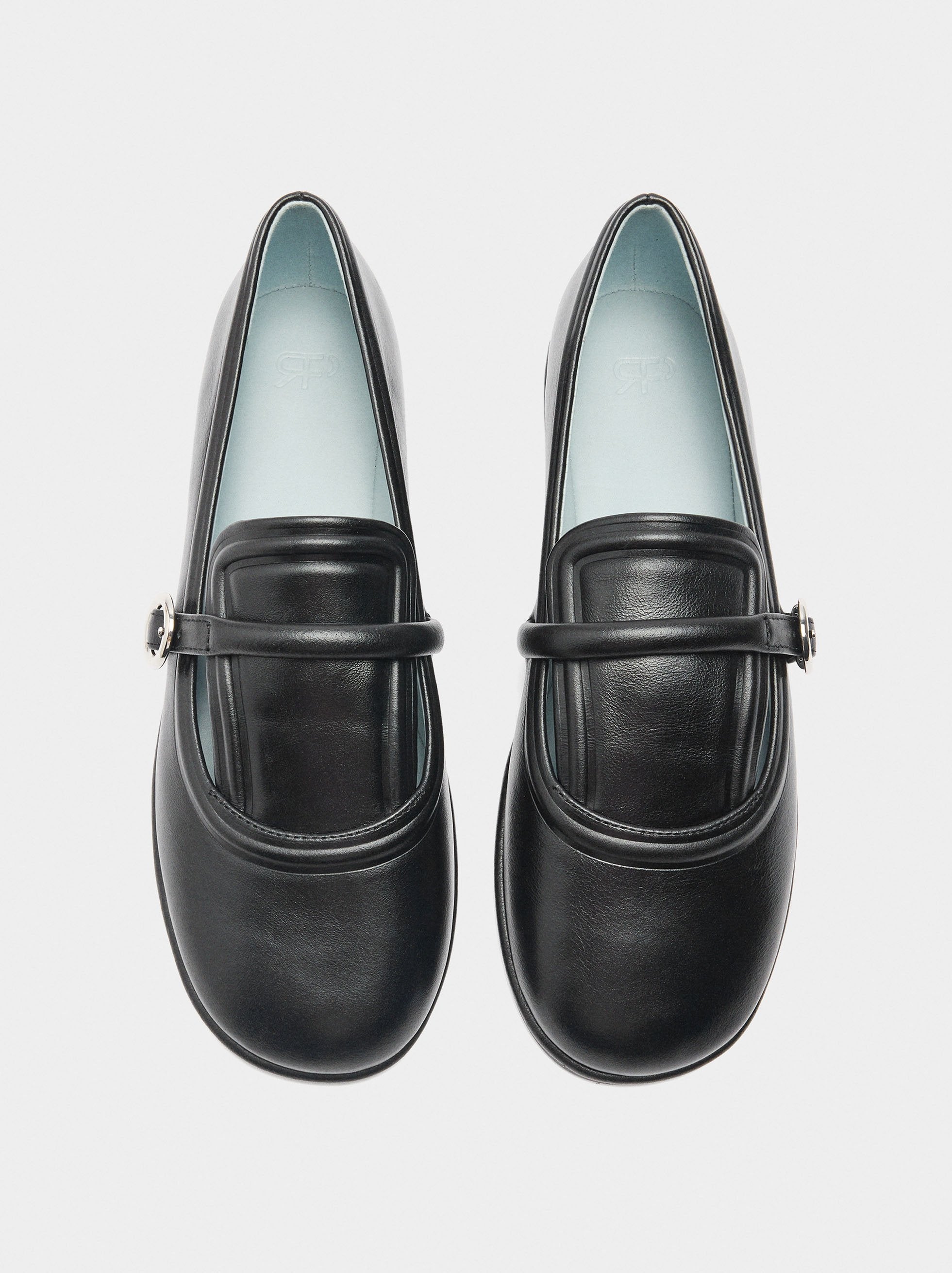 Zapatos Planos De Piel Con Hebilla