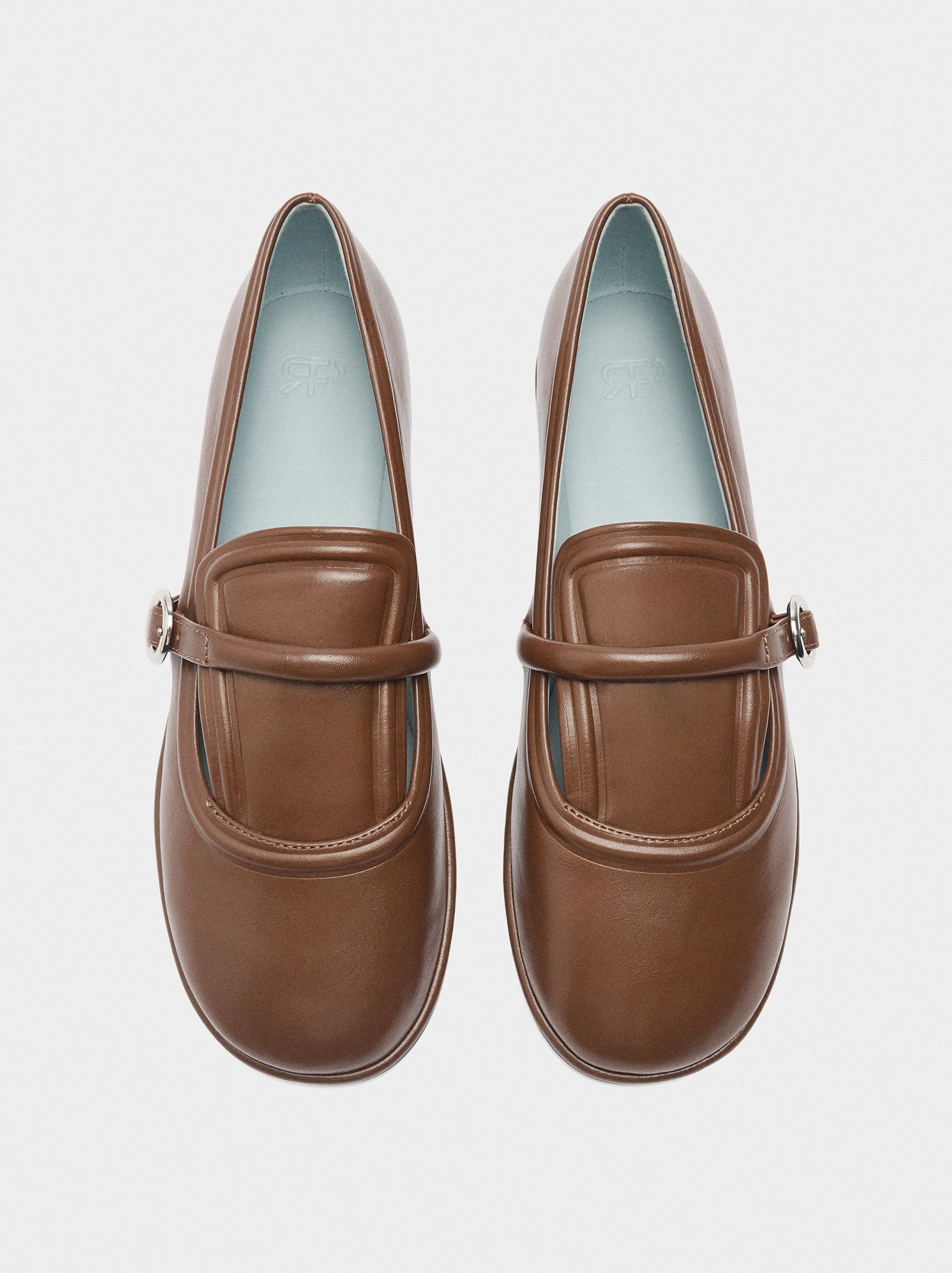 Zapatos Planos De Piel Con Hebilla