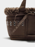 Bolso Tote De Nylon Borde Efecto Pelo
