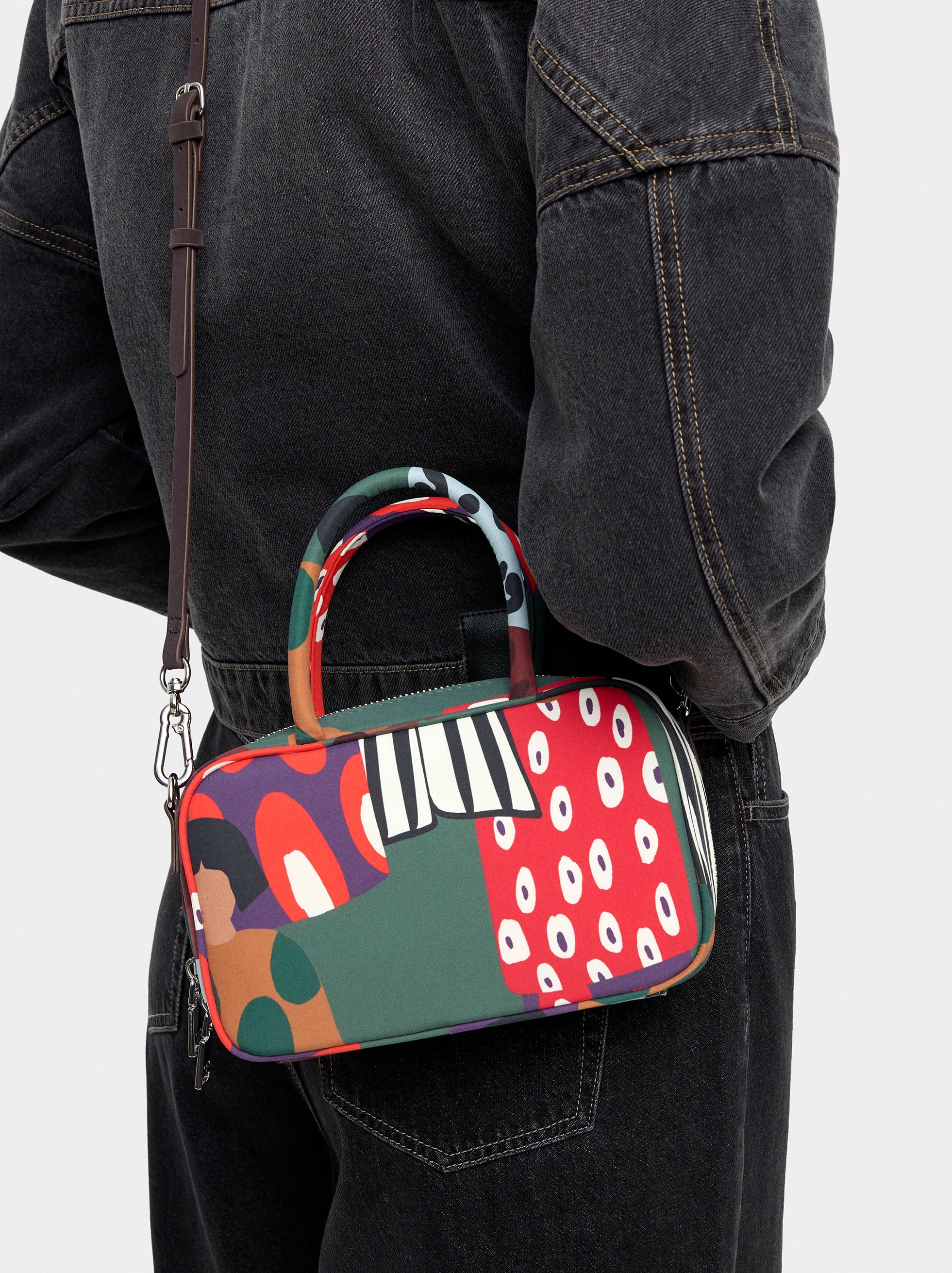 Bolso Bowling Estampado De Nylon