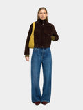 Chaqueta De Piel Con Cuello Alto
