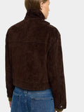 Chaqueta De Piel Con Cuello Alto
