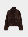 Chaqueta De Piel Con Cuello Alto