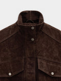 Chaqueta De Piel Con Cuello Alto