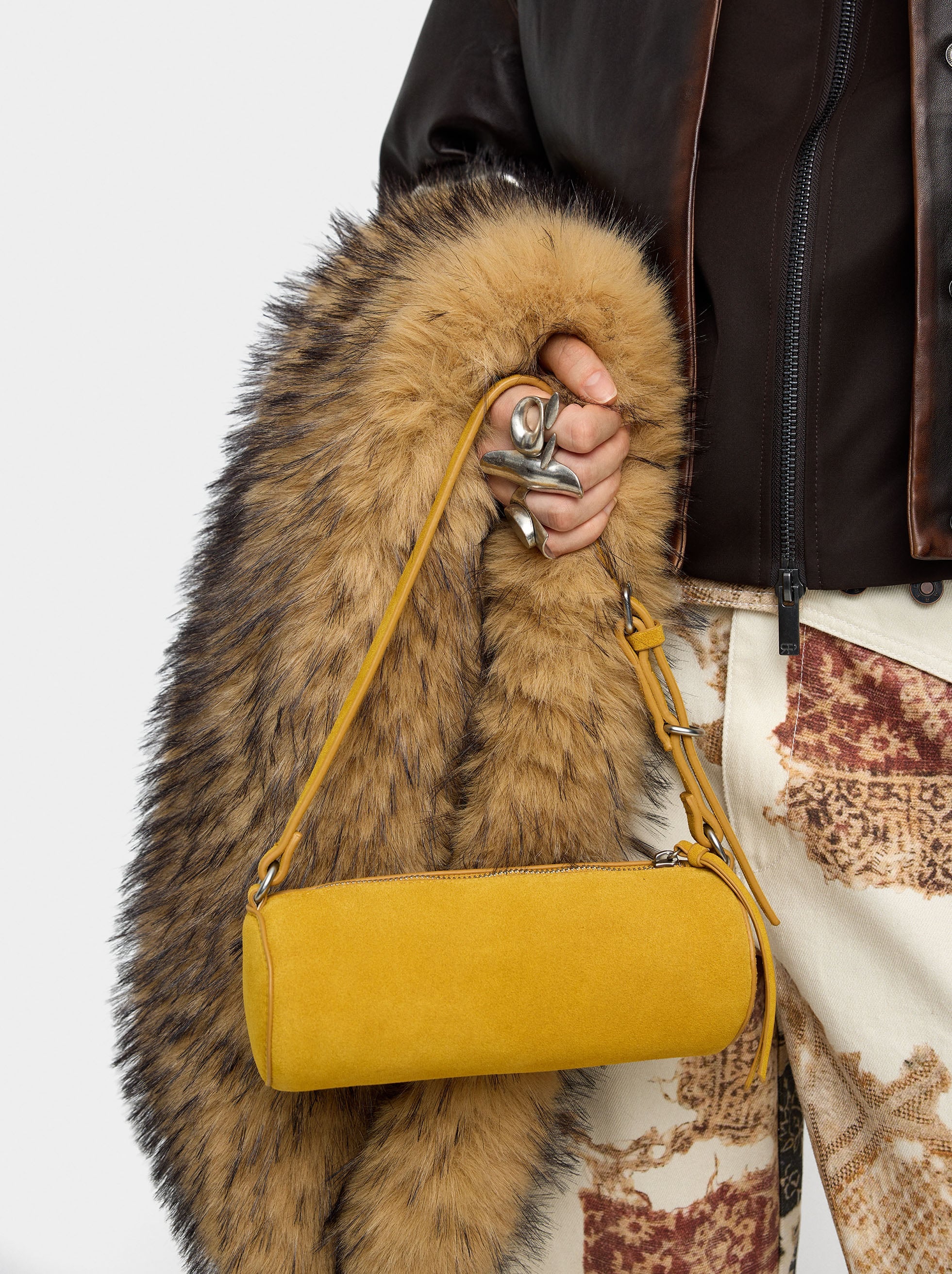 Bolso De Hombro De Piel