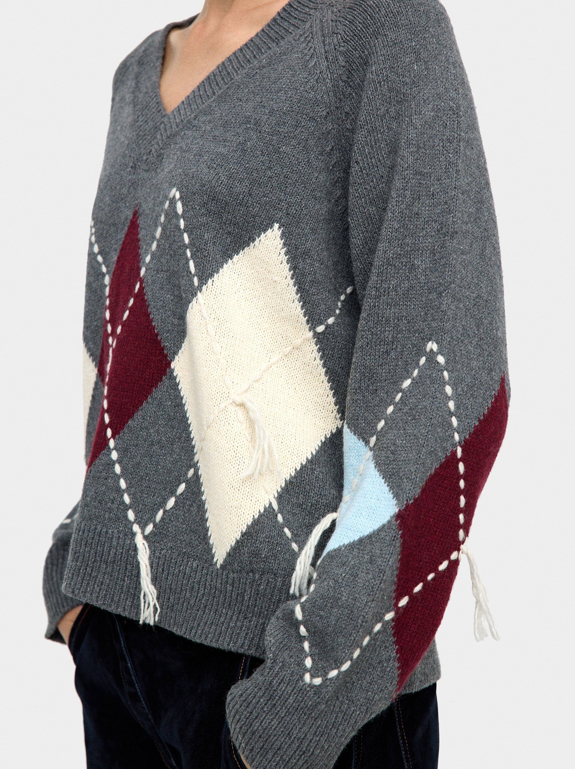 Jersey De Punto Con Rombos Y Bordado