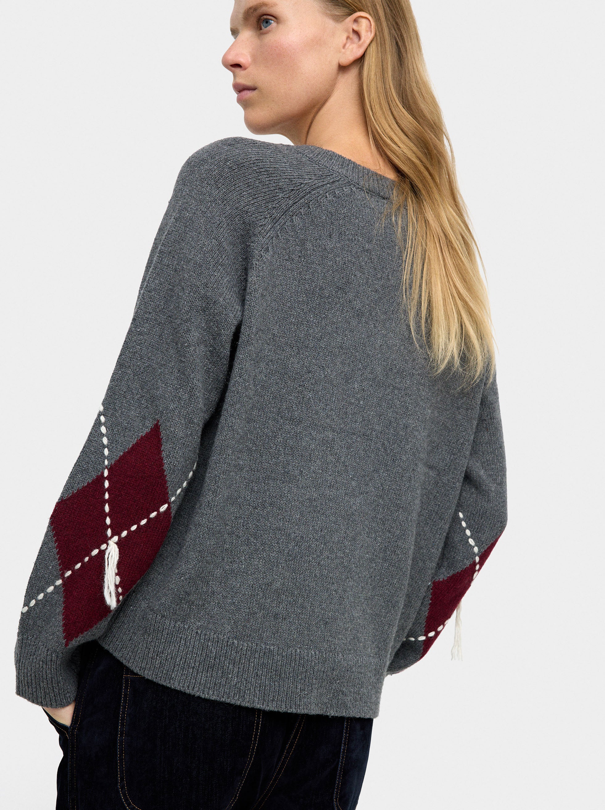 Jersey De Punto Con Rombos Y Bordado