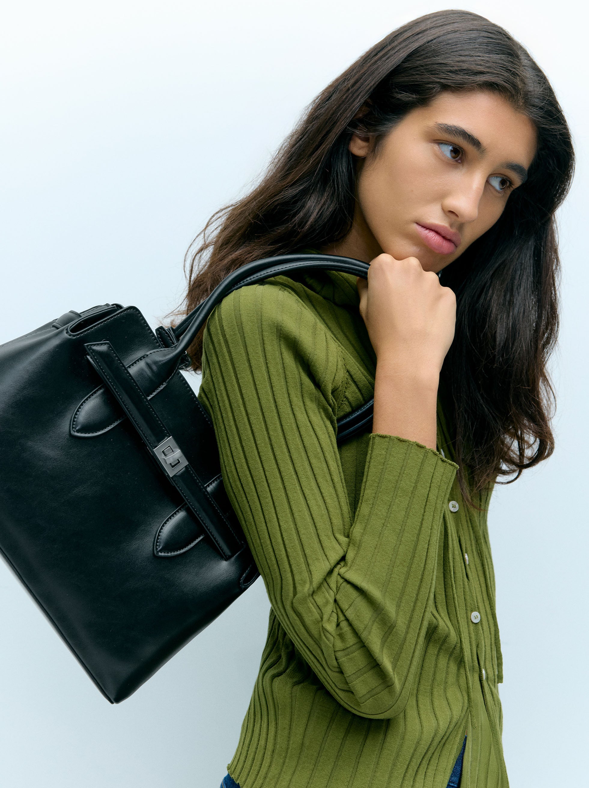 Bolso Tote Con Cinturón