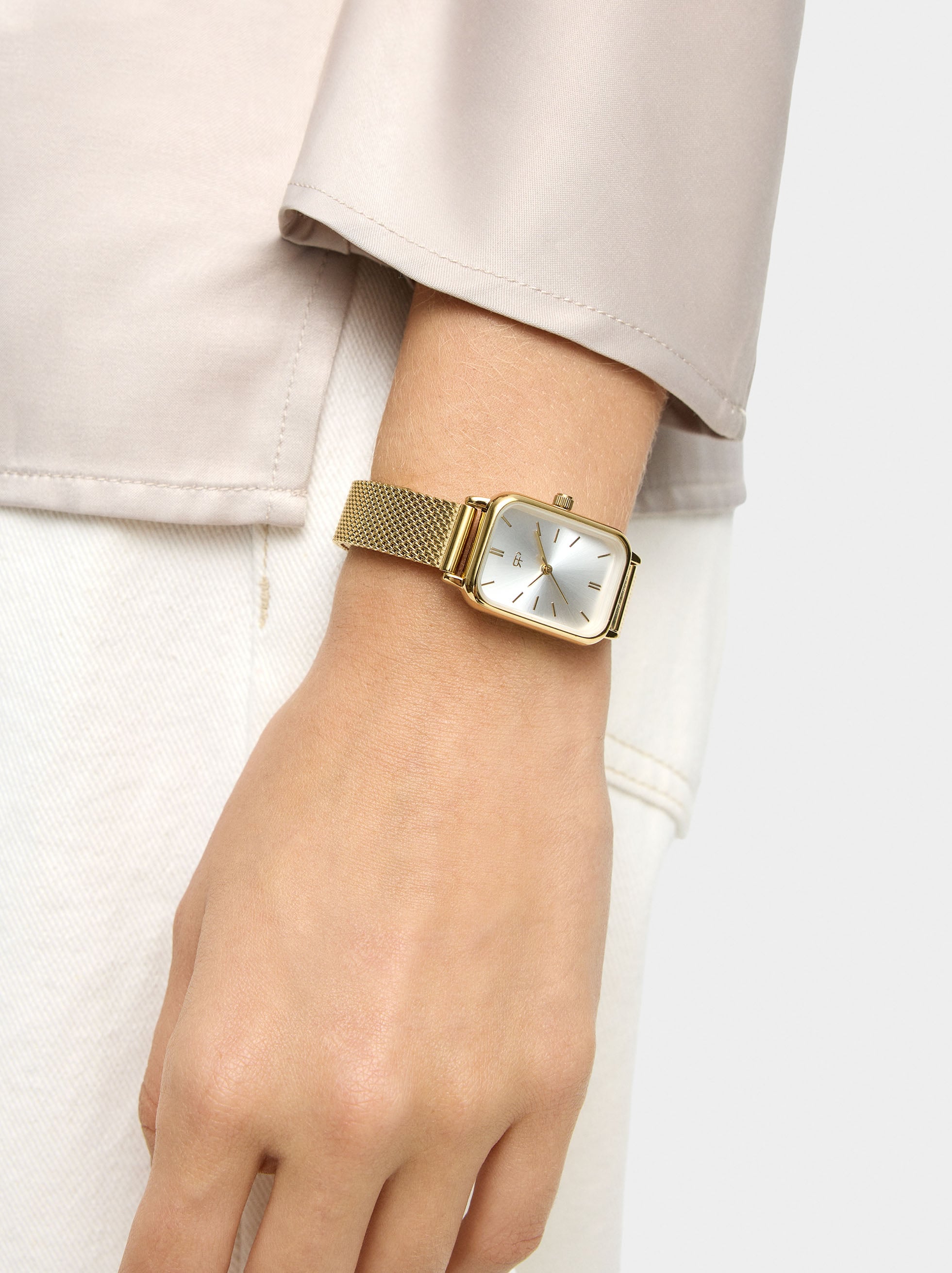 Reloj Rectangular Pulsera De Punto Acero Inoxidable