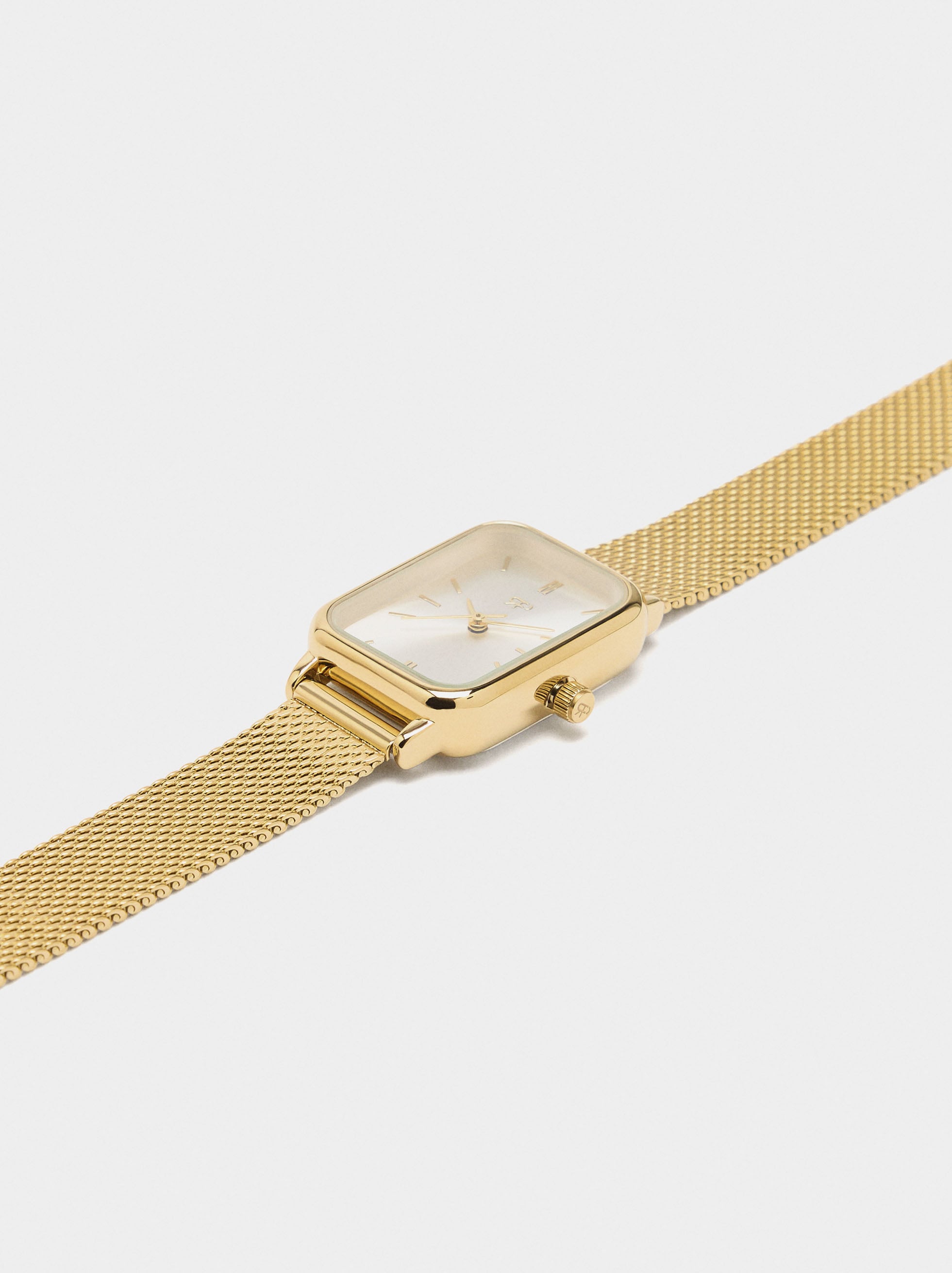 Reloj Rectangular Pulsera De Punto Acero Inoxidable