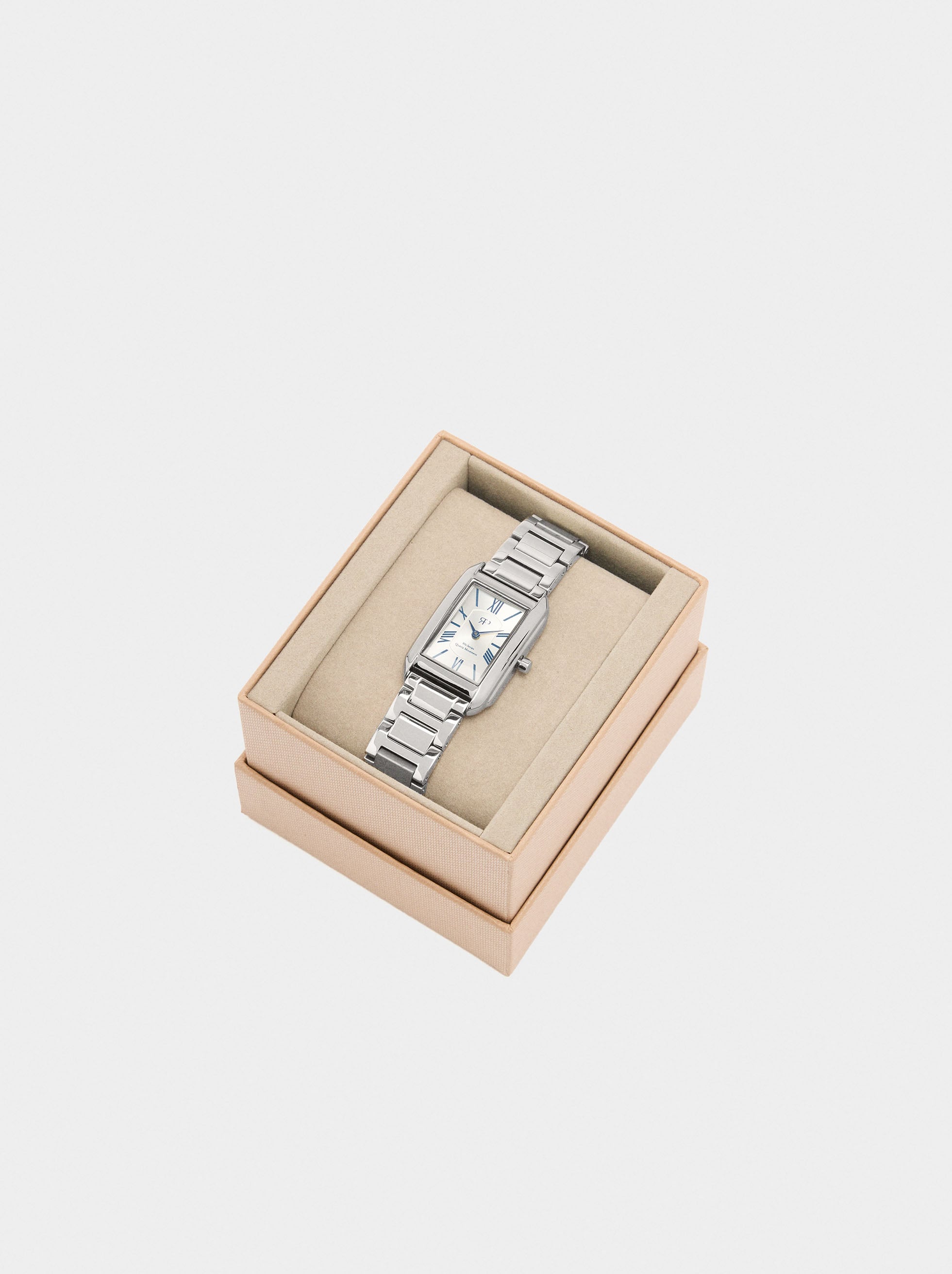 Reloj Rectangular Pulsera De Acero Inoxidable