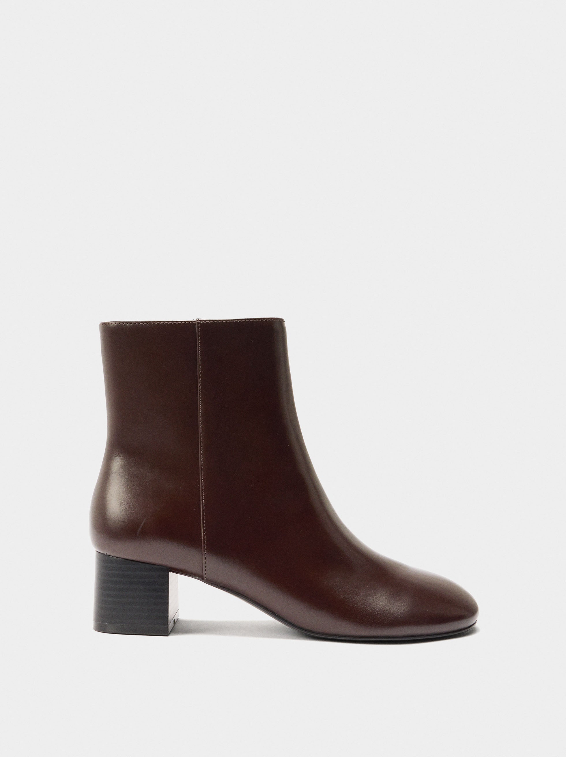 Botines Lisos De Tacón Ancho