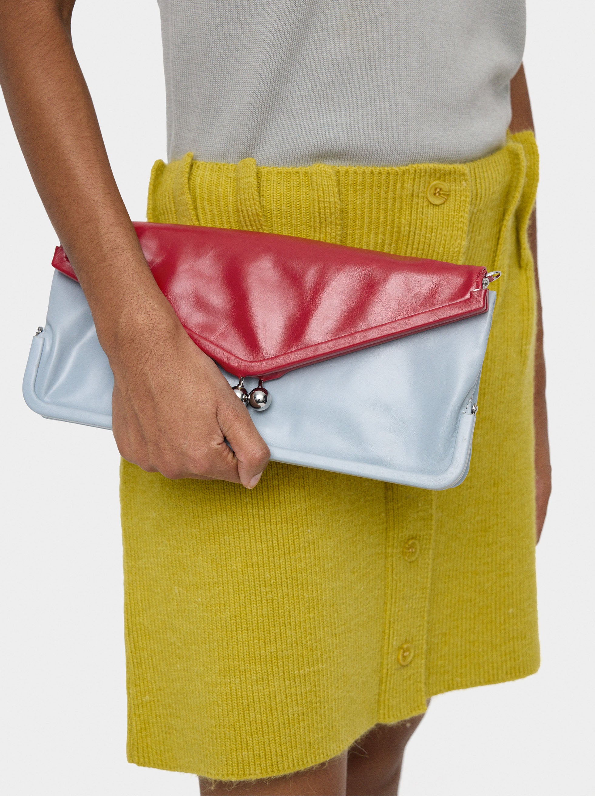 Bolso Sobre Doble De Piel Bicolor