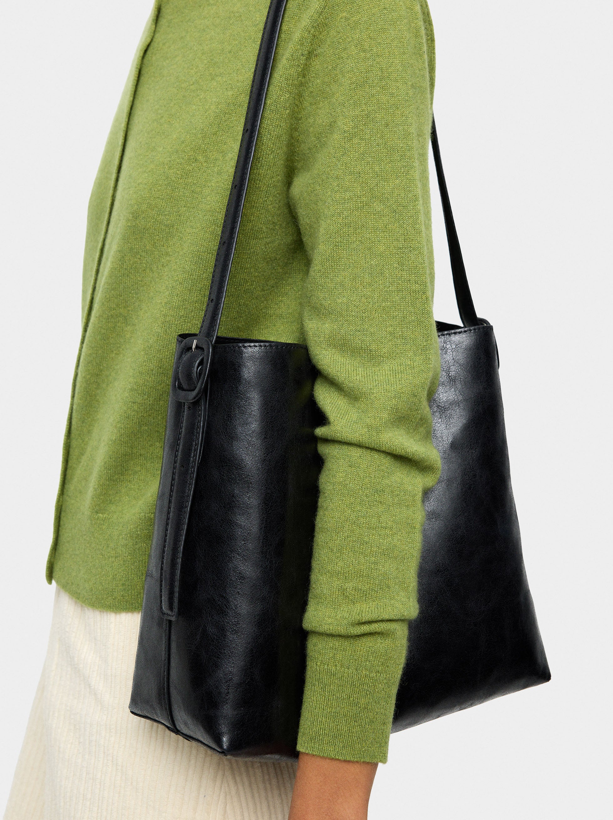 Bolso De Hombro Efecto Craquelado