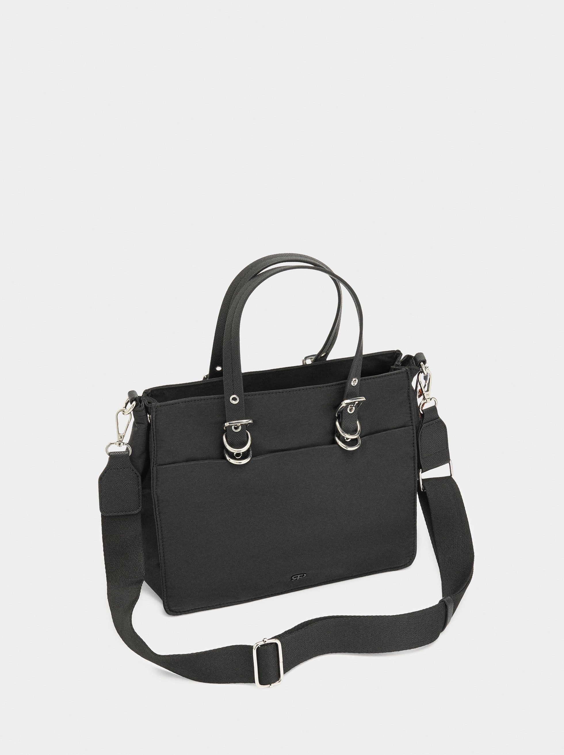 Bolso Tote De Nylon Con Colgante