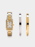 Set Reloj Con Pulseras Bicolor