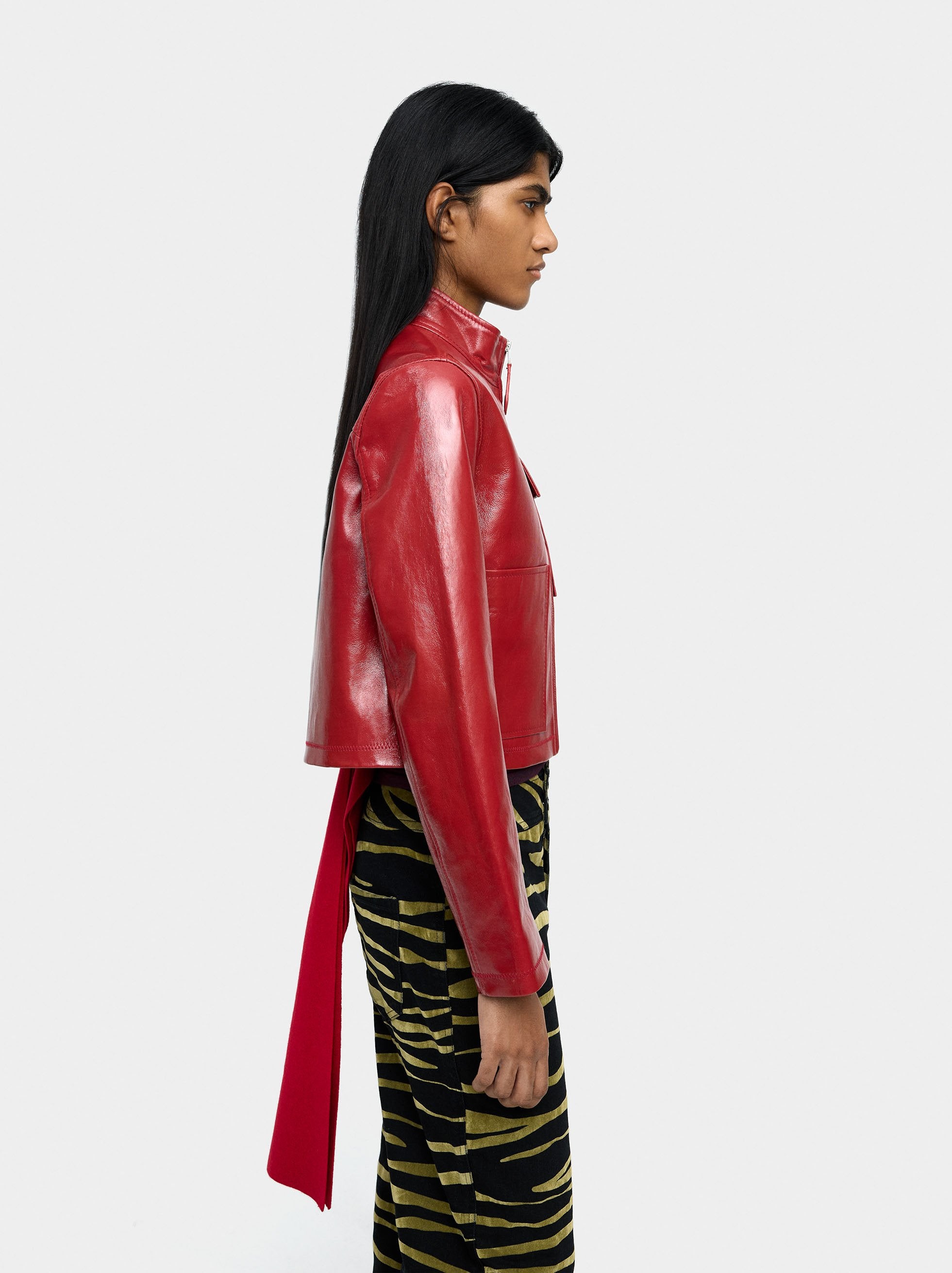 Chaqueta De Piel Con Cremallera