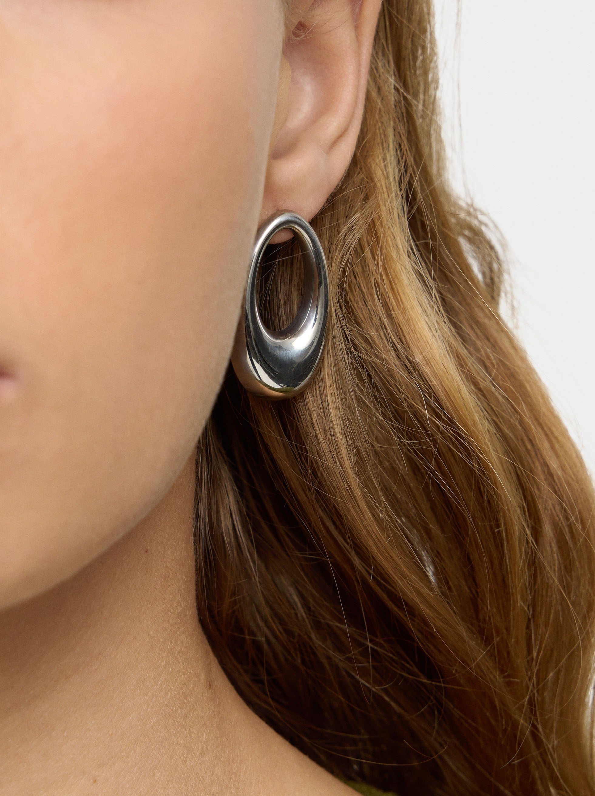 Pendientes Aros Ovalados - Acero Inoxidable