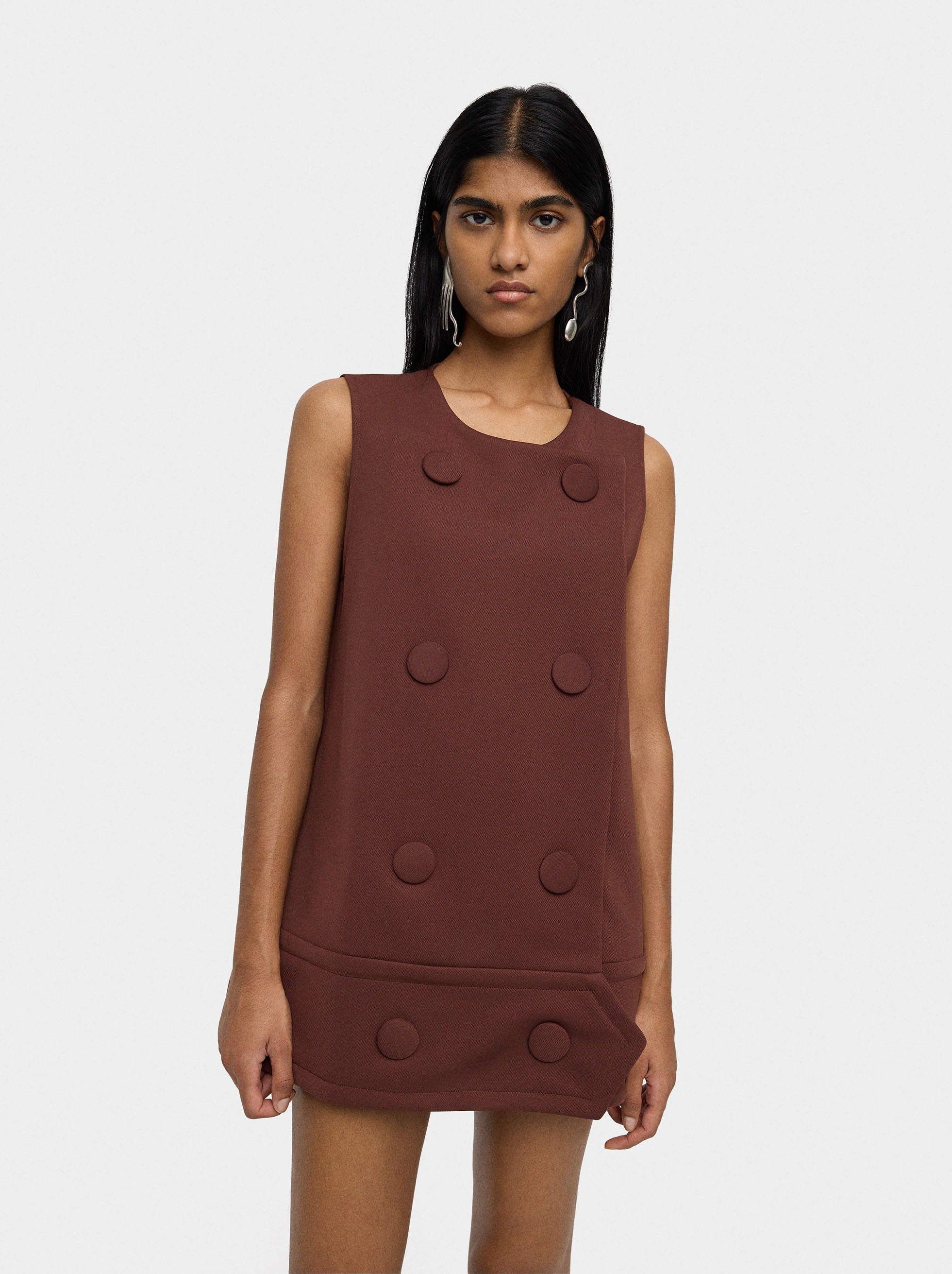 Vestido Corto Con Botones