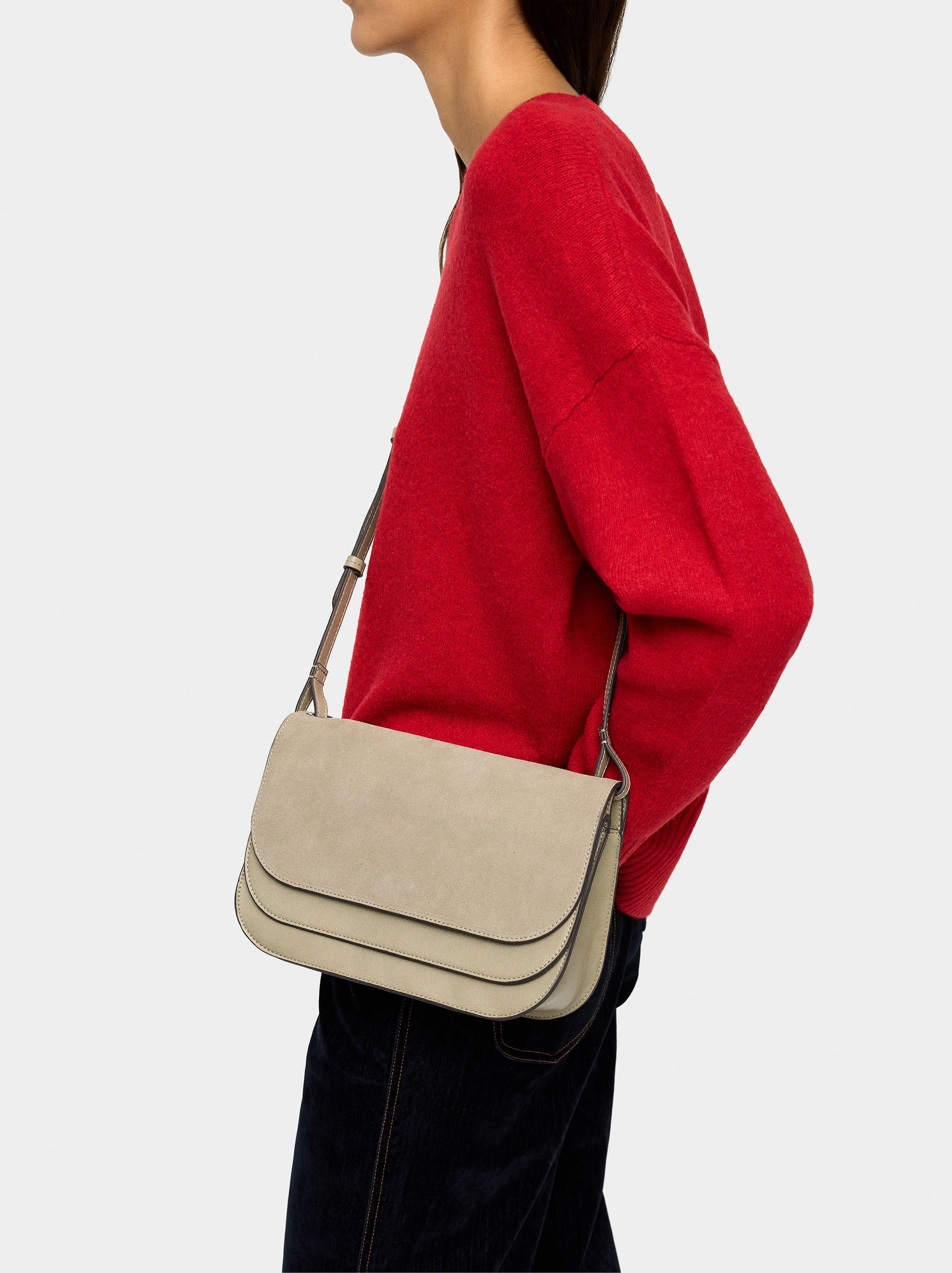 Bolso Bandolera Con Solapa Doble