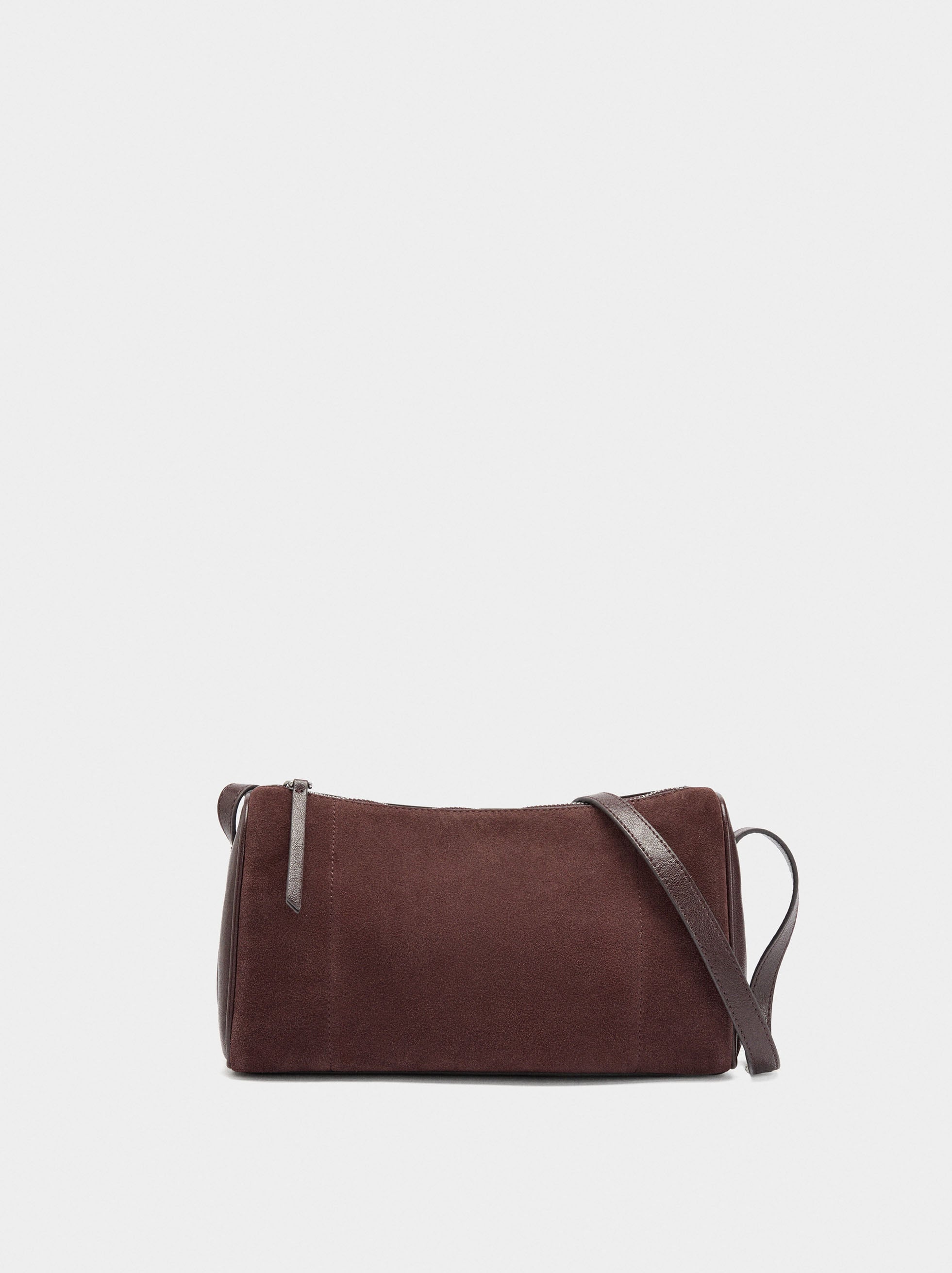 Bolso Bandolera Con Detalles De Piel
