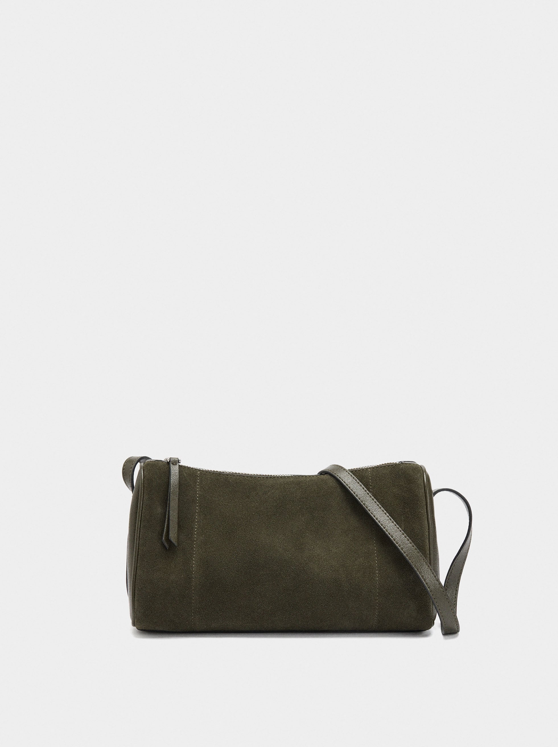 Bolso Bandolera Con Detalles De Piel
