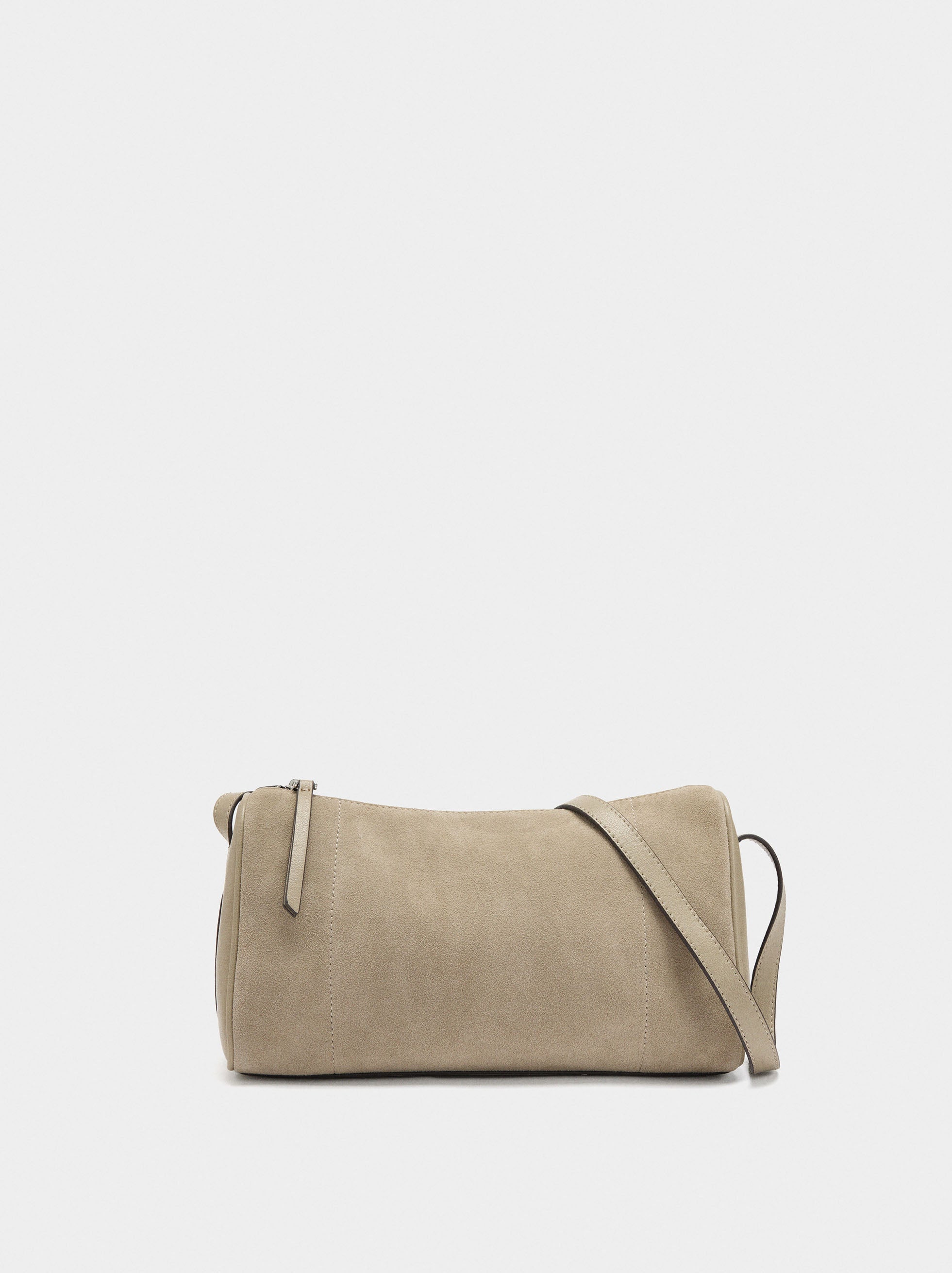 Bolso Bandolera Con Detalles De Piel