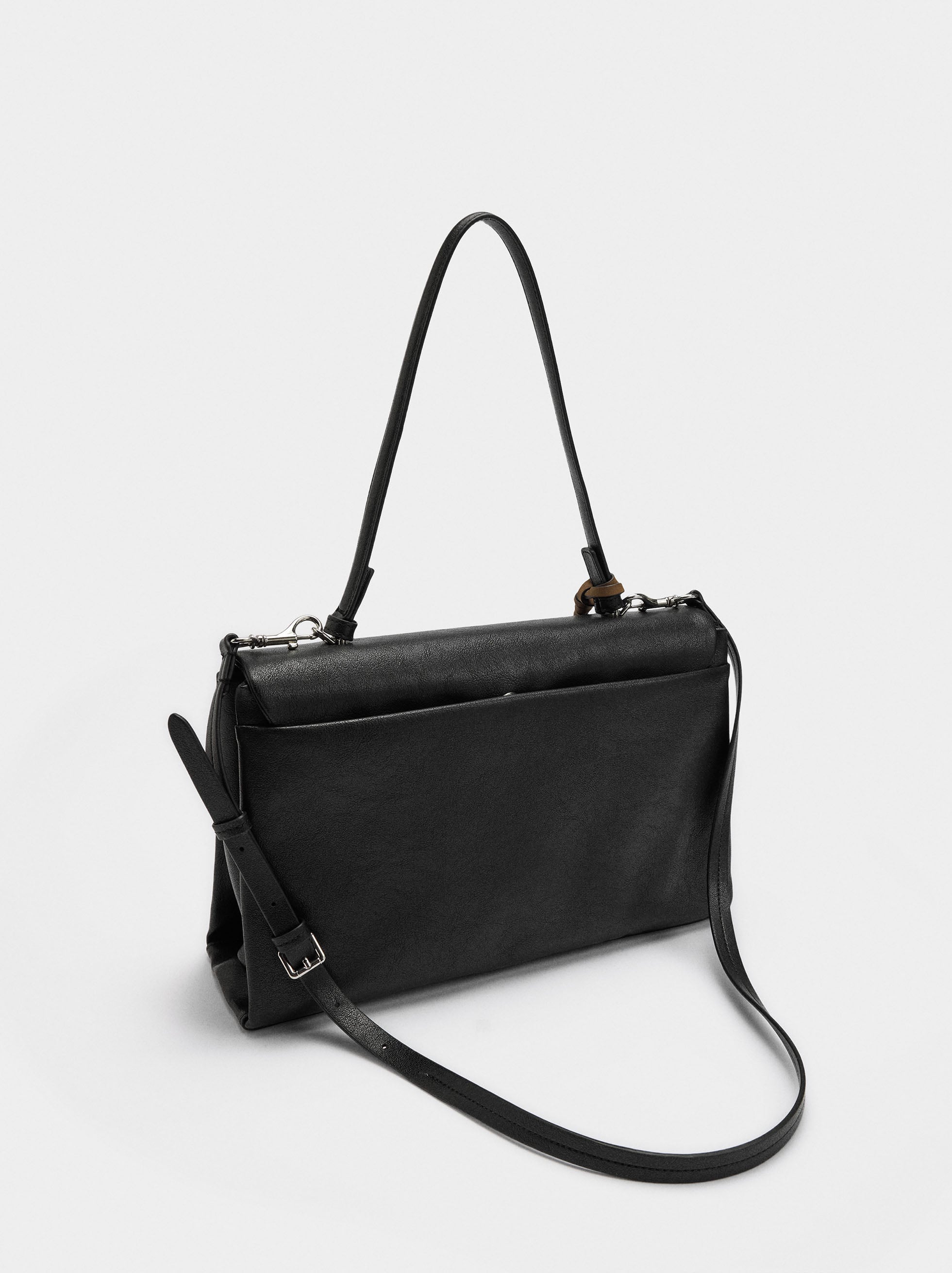 Bolso De Mano Con Solapa Y Bandolera
