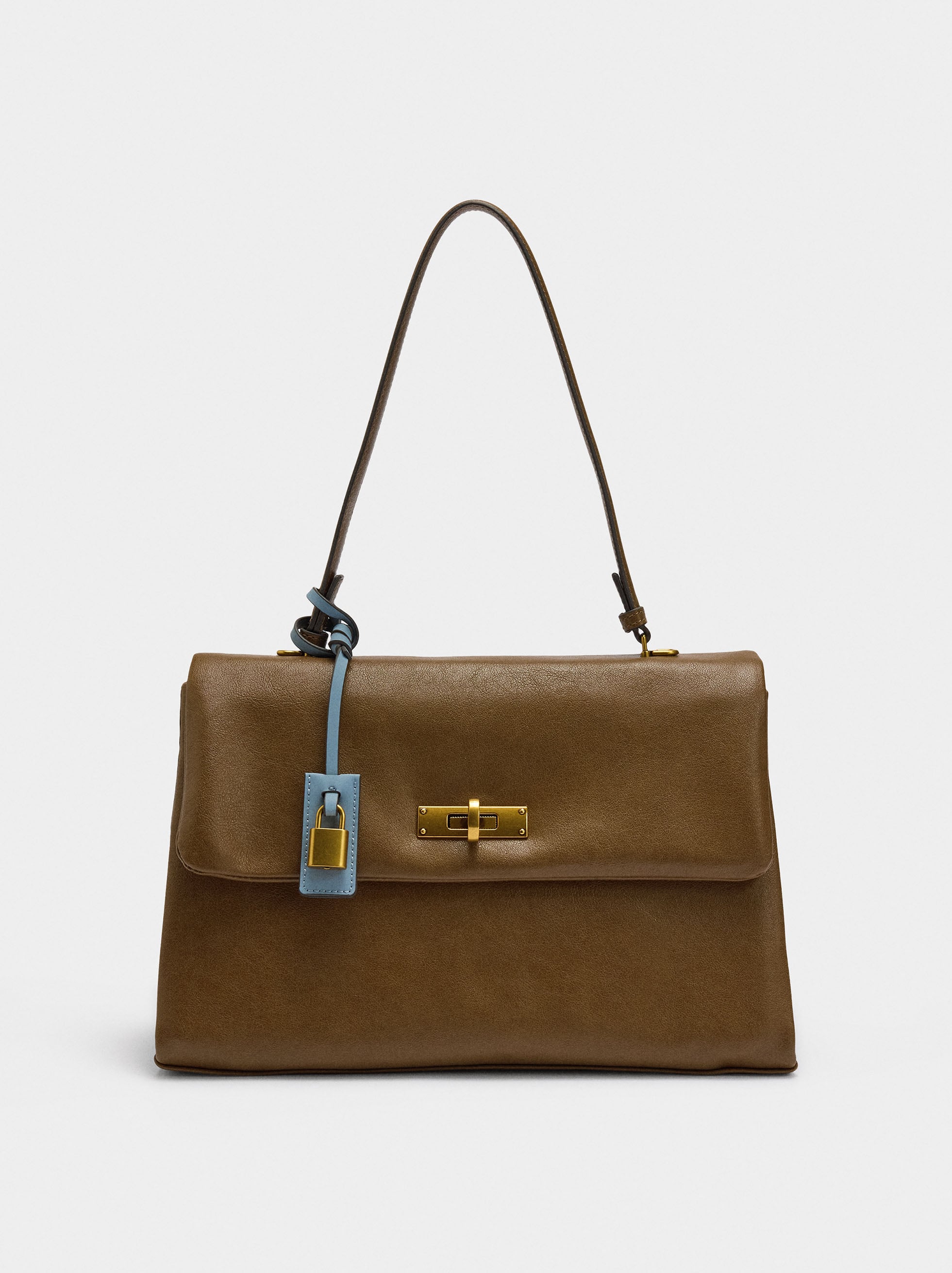 Bolso De Mano Con Solapa Y Bandolera