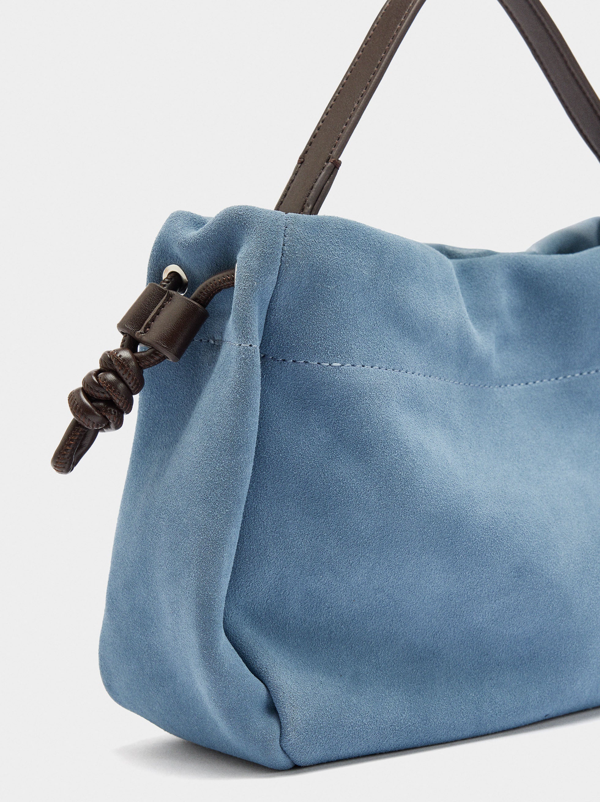 Bolso De Mano Con Piel Ante