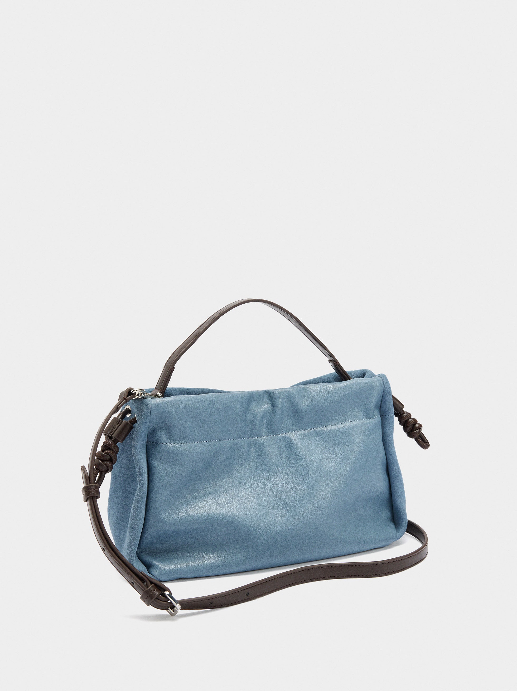 Bolso De Mano Con Piel Ante
