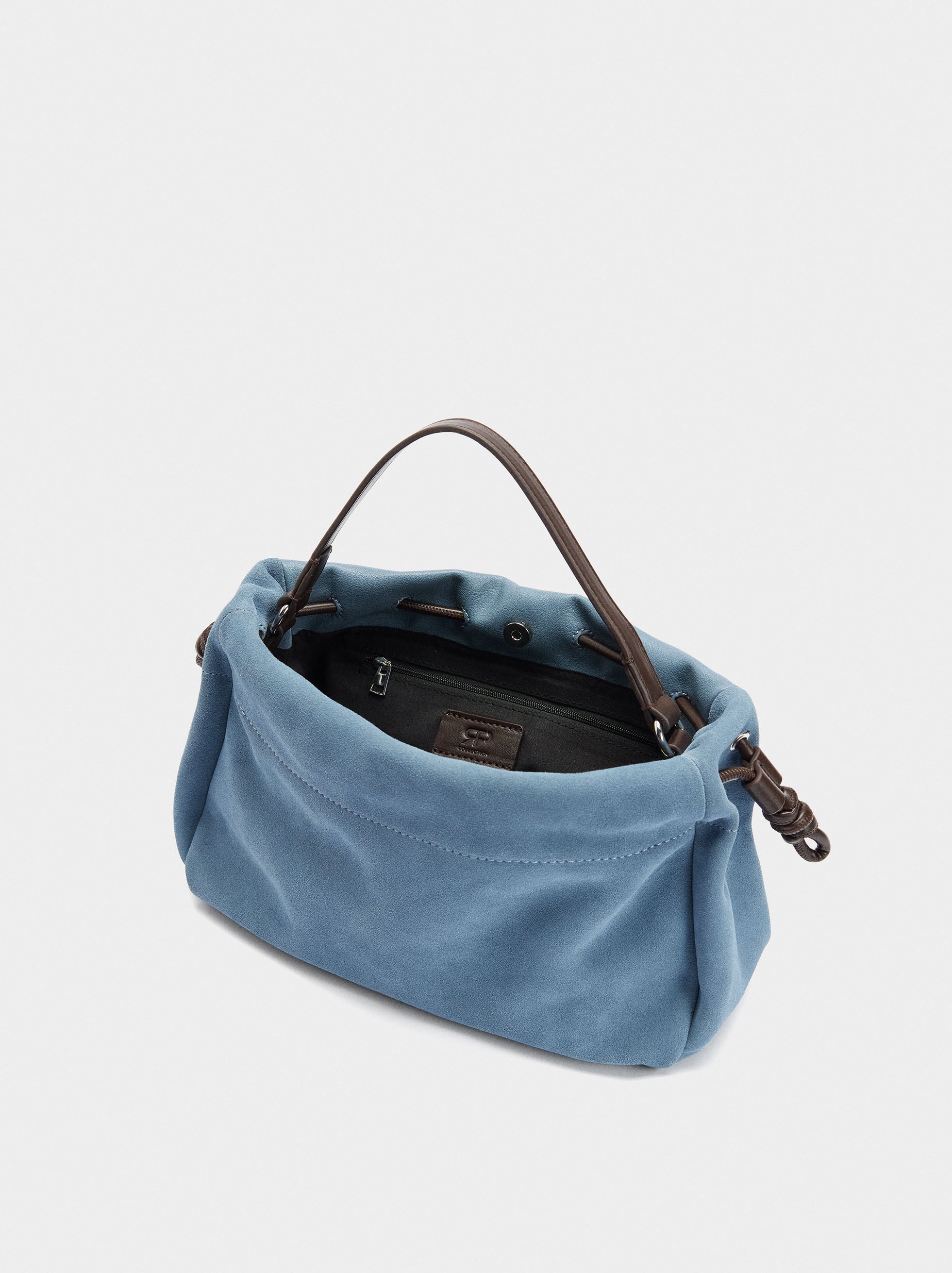 Bolso De Mano Con Piel Ante
