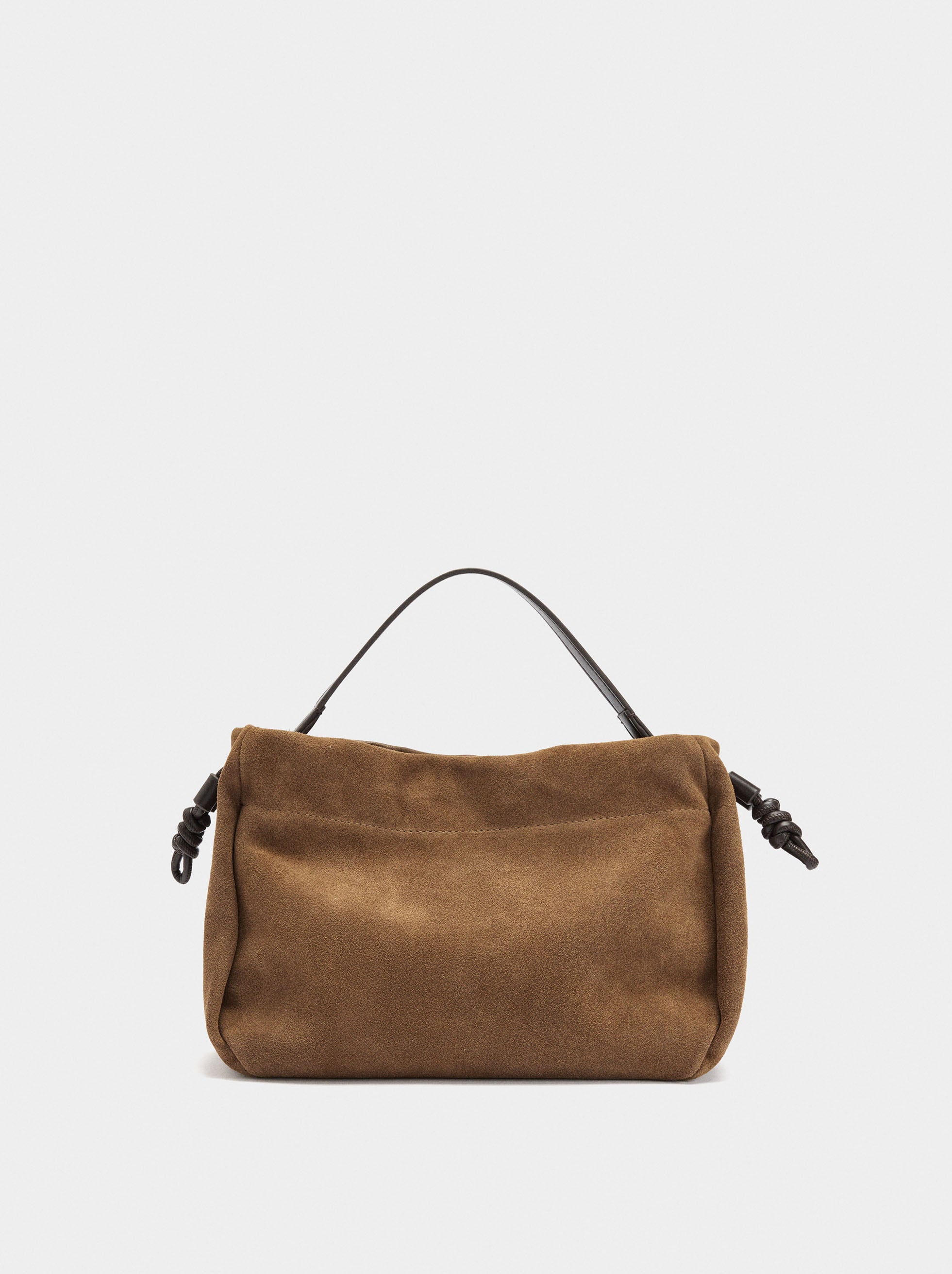 Bolso De Mano Con Piel Ante