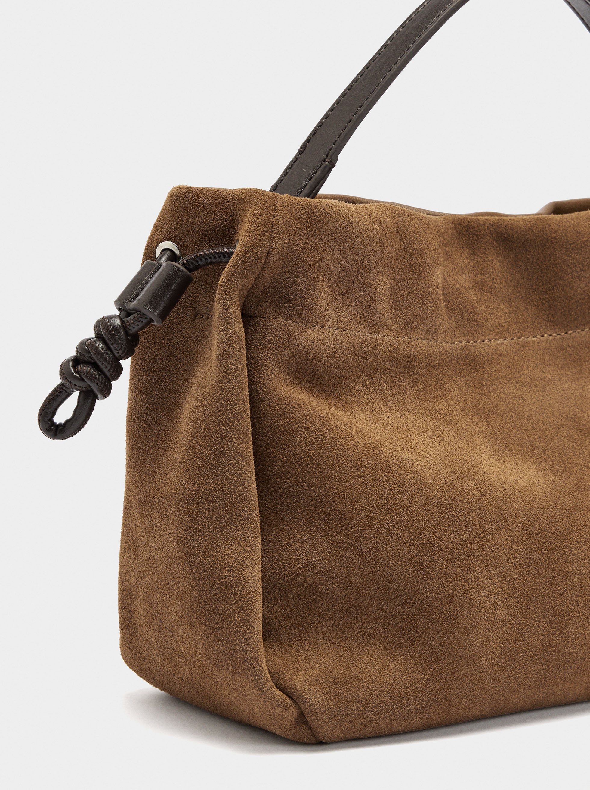 Bolso De Mano Con Piel Ante