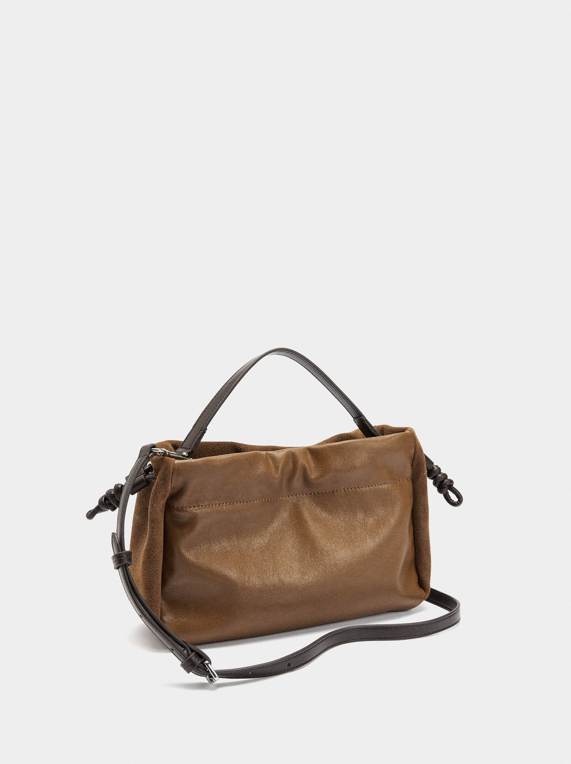 Bolso De Mano Con Piel Ante