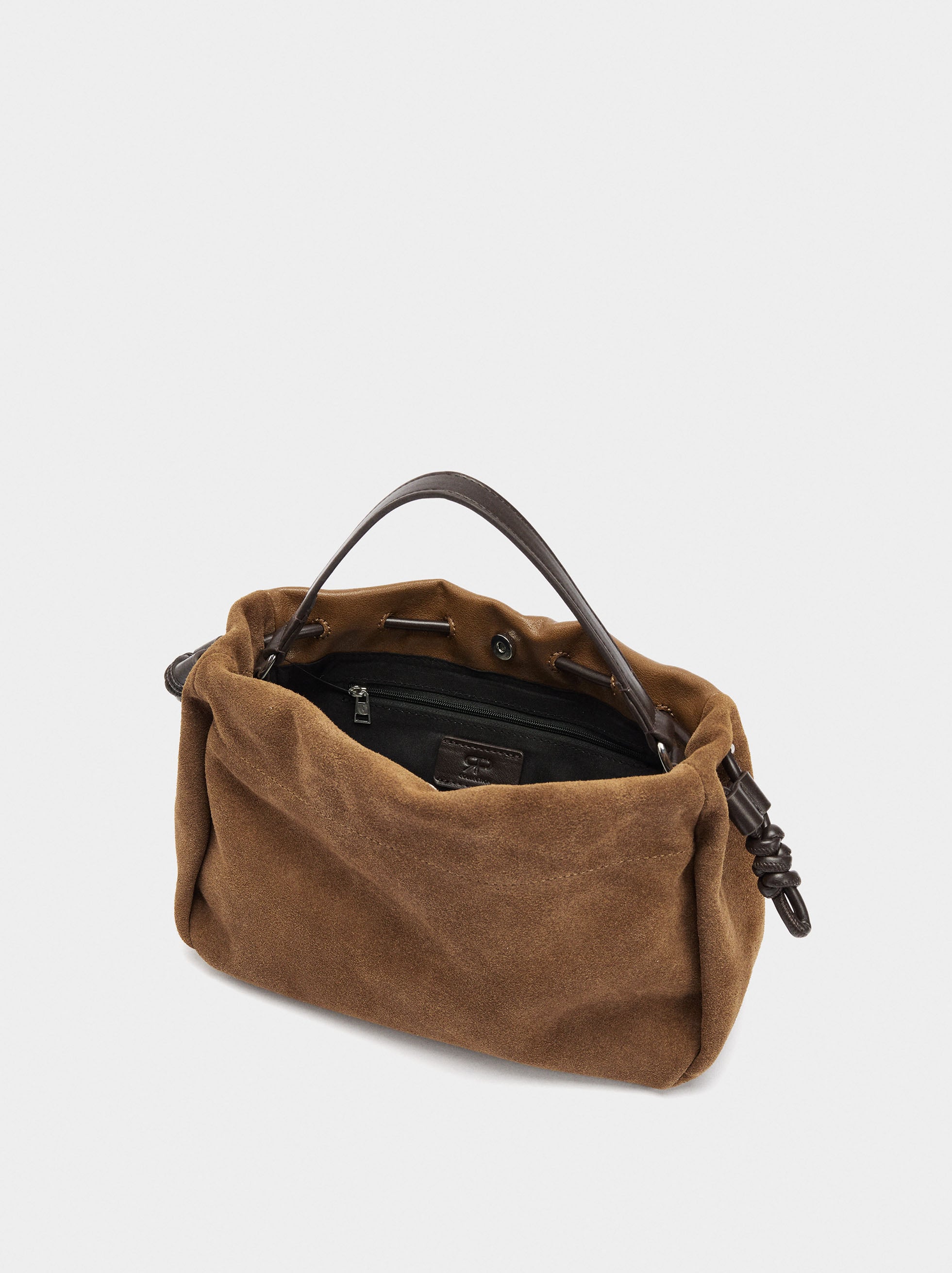 Bolso De Mano Con Piel Ante