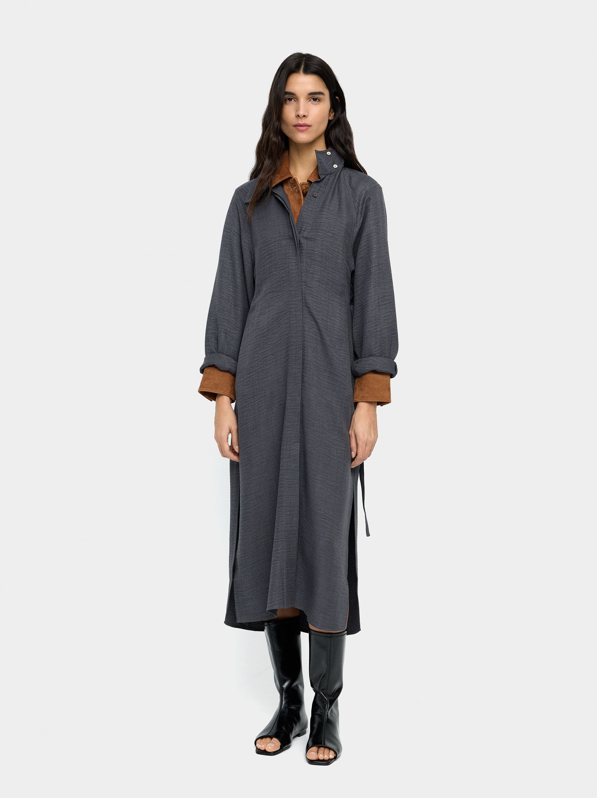 Vestido Midi Efecto Arrugado