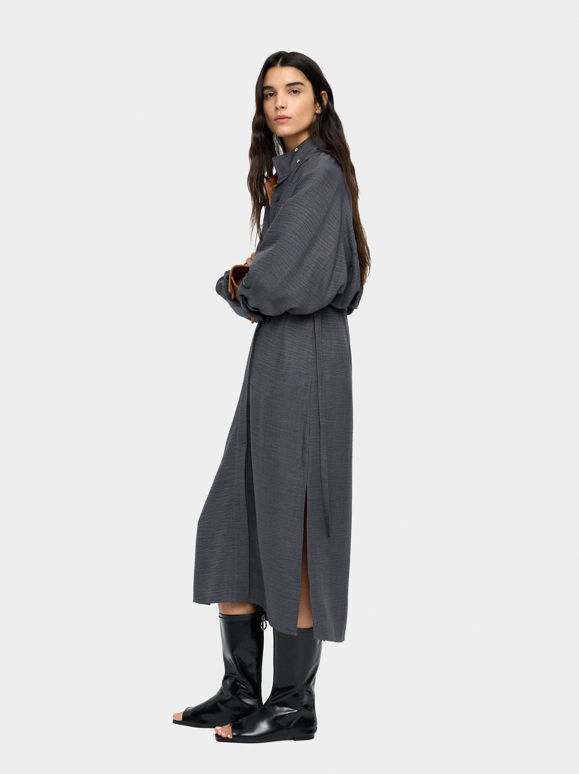 Vestido Midi Efecto Arrugado