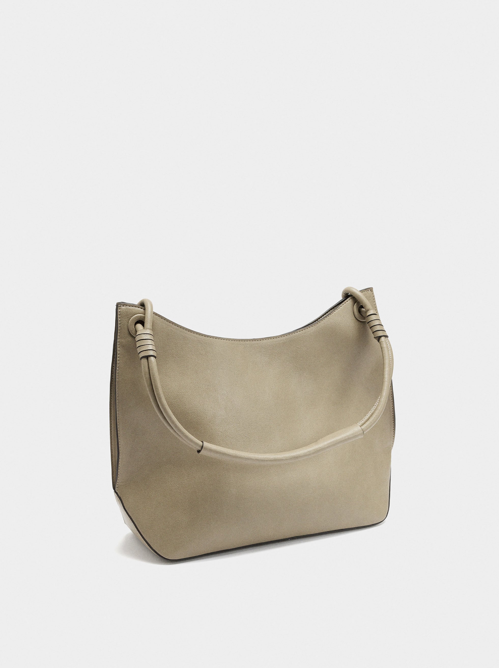 Bolso De Hombro Con Detalles De Piel