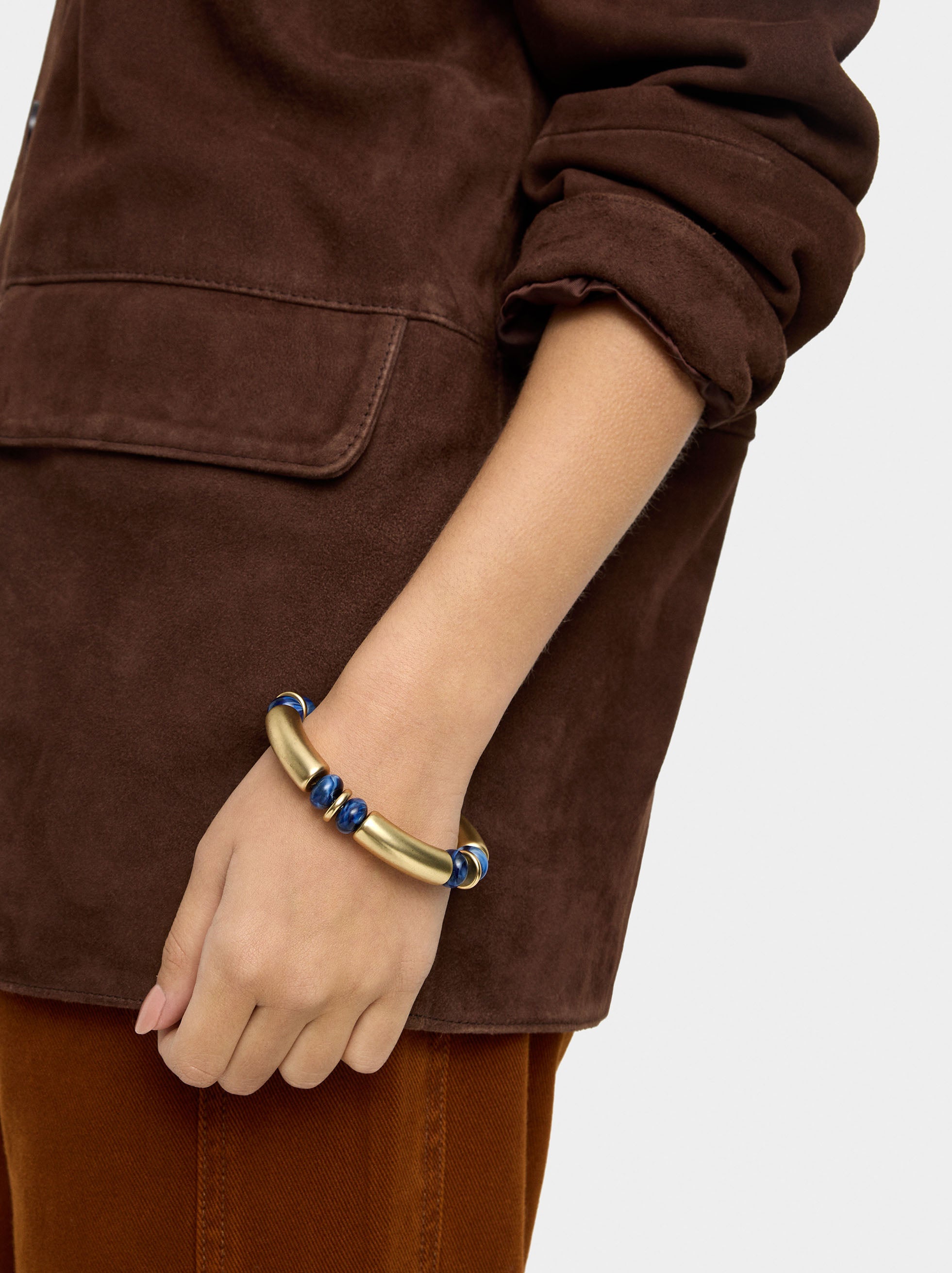 Pulsera Segmentada Cuentas Efecto Piedra
