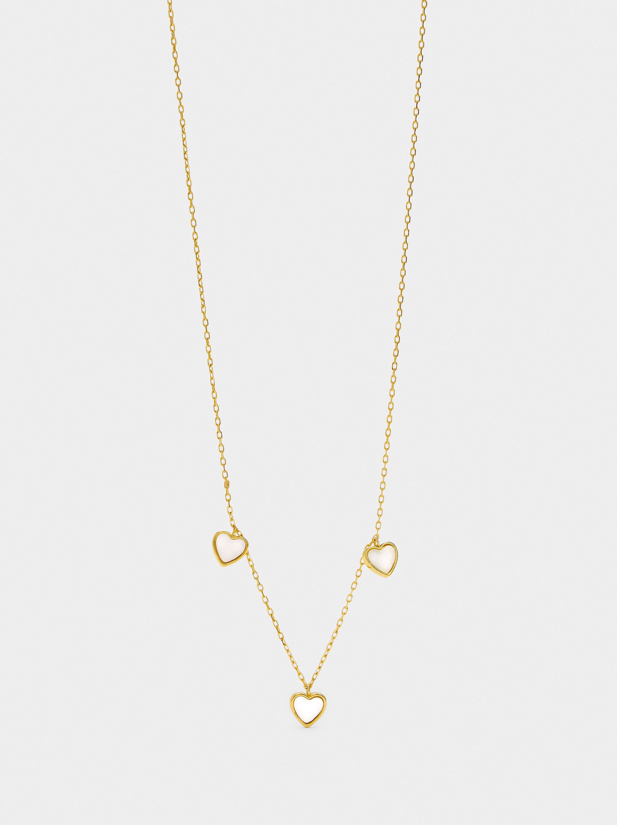 Collar Con Corazones De Perla De Agua Dulce - Plata De Ley 925