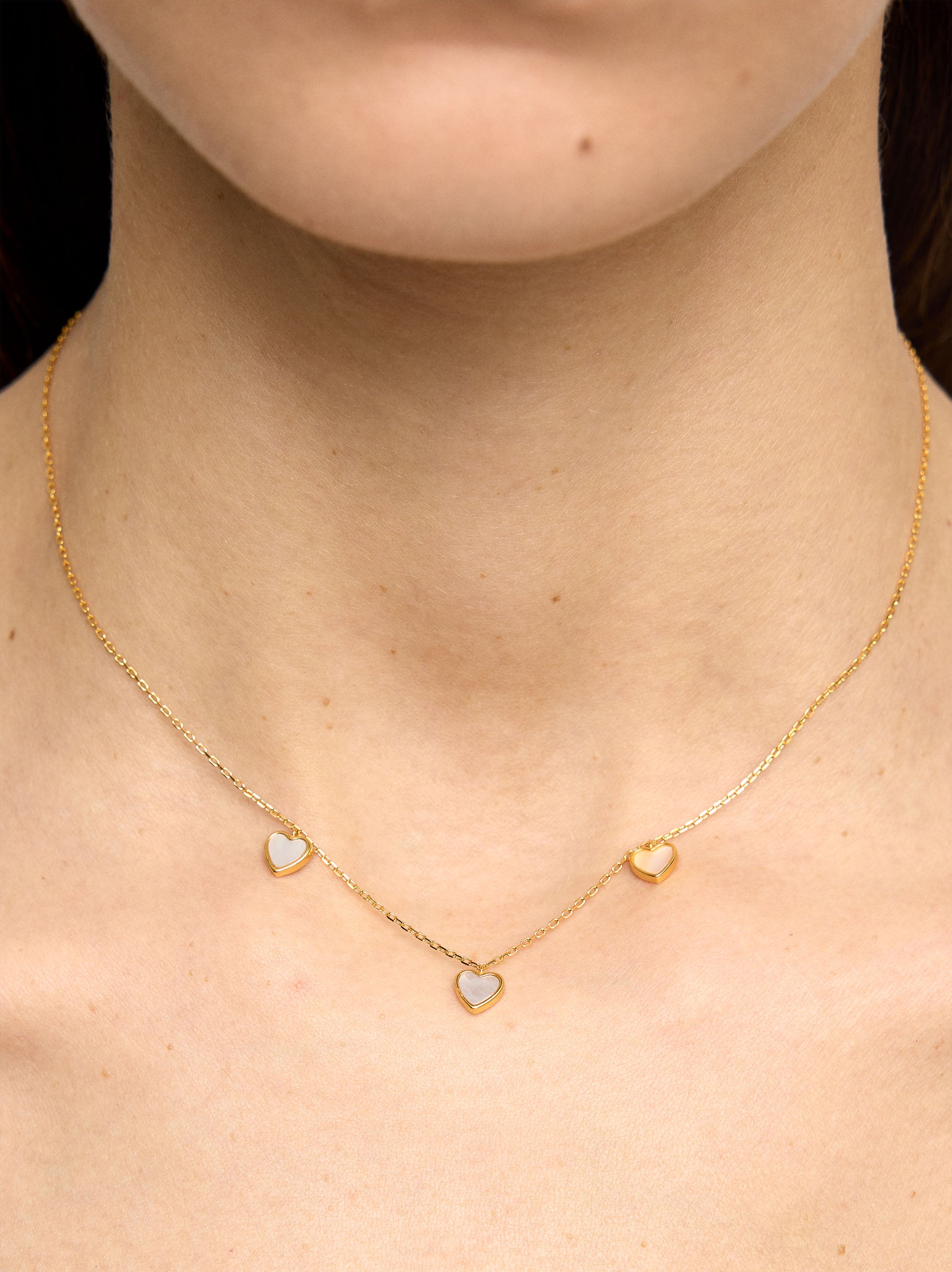 Collar Con Corazones De Perla De Agua Dulce - Plata De Ley 925